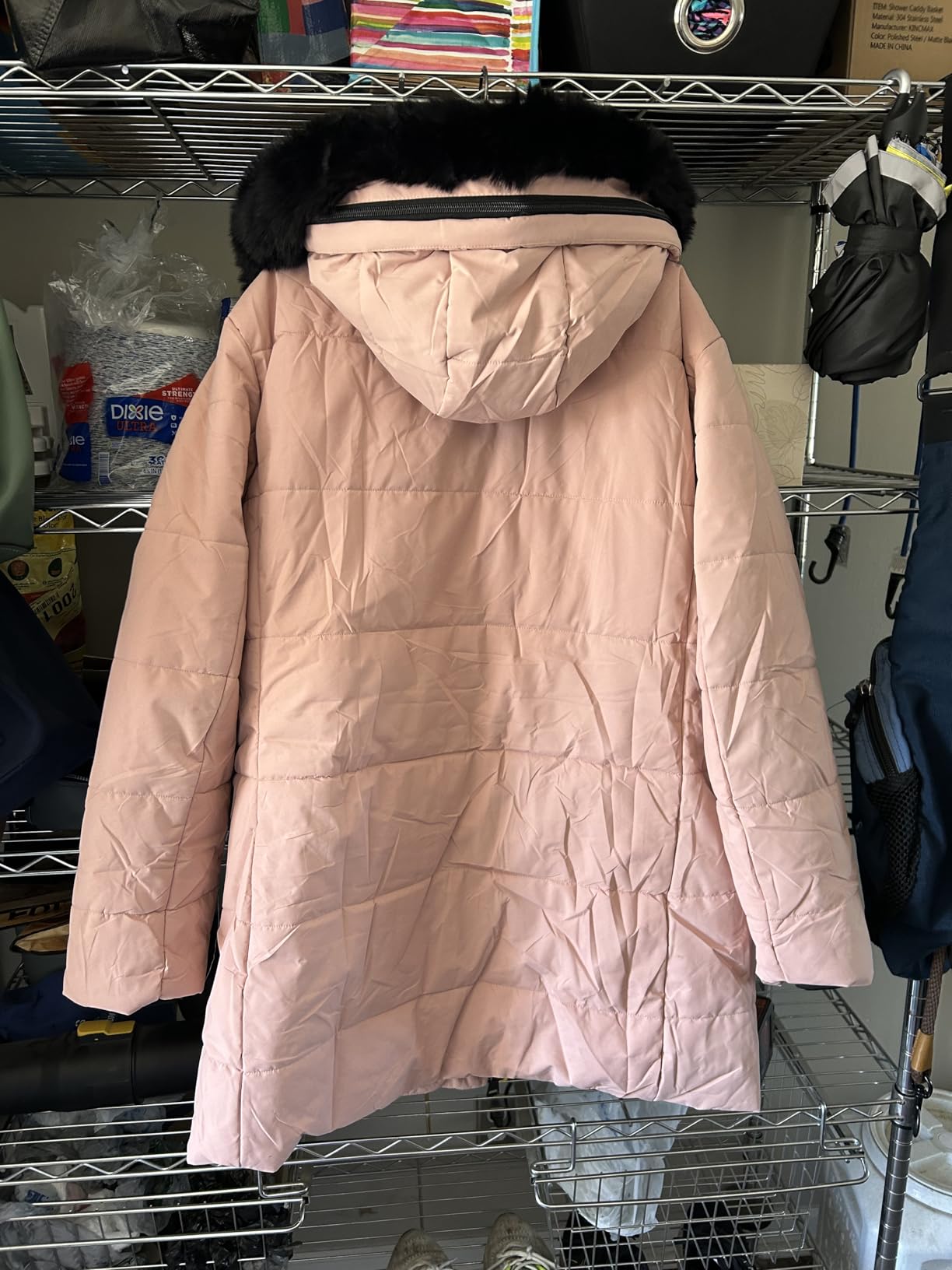 MOERDENG Women's Warm Winter Puffer Coat Waterproof Long Down Jacket | Thicken Fleece Lined Outerwear Faux Fur Detachable Hooded Parka customer photo 1