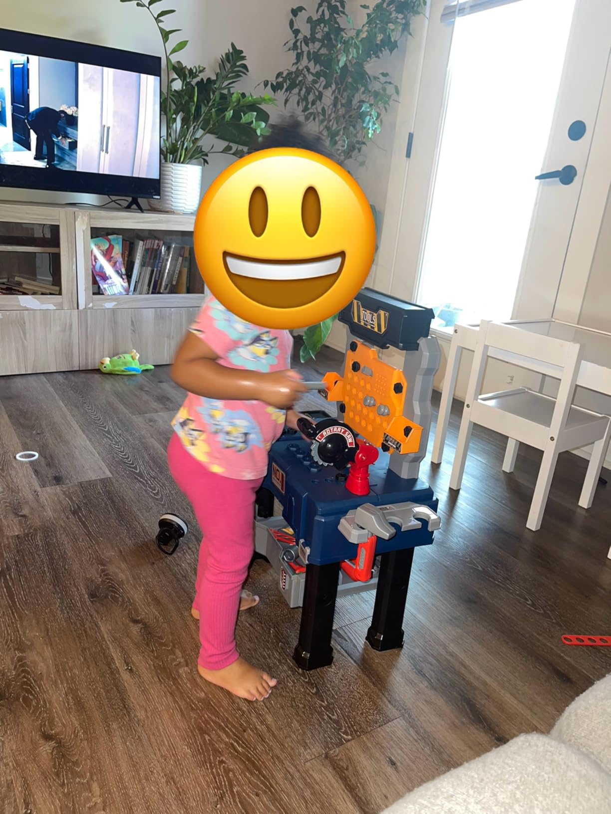 MUGEYMYD Kids Tool Bench Set with Electric Drill and Realistic Tool | Pretend Play Construction Workbench Toys for Toddlers, Build a Kids Tool Workshop Set for Boys and Girls, Ages 3-8 customer photo 2