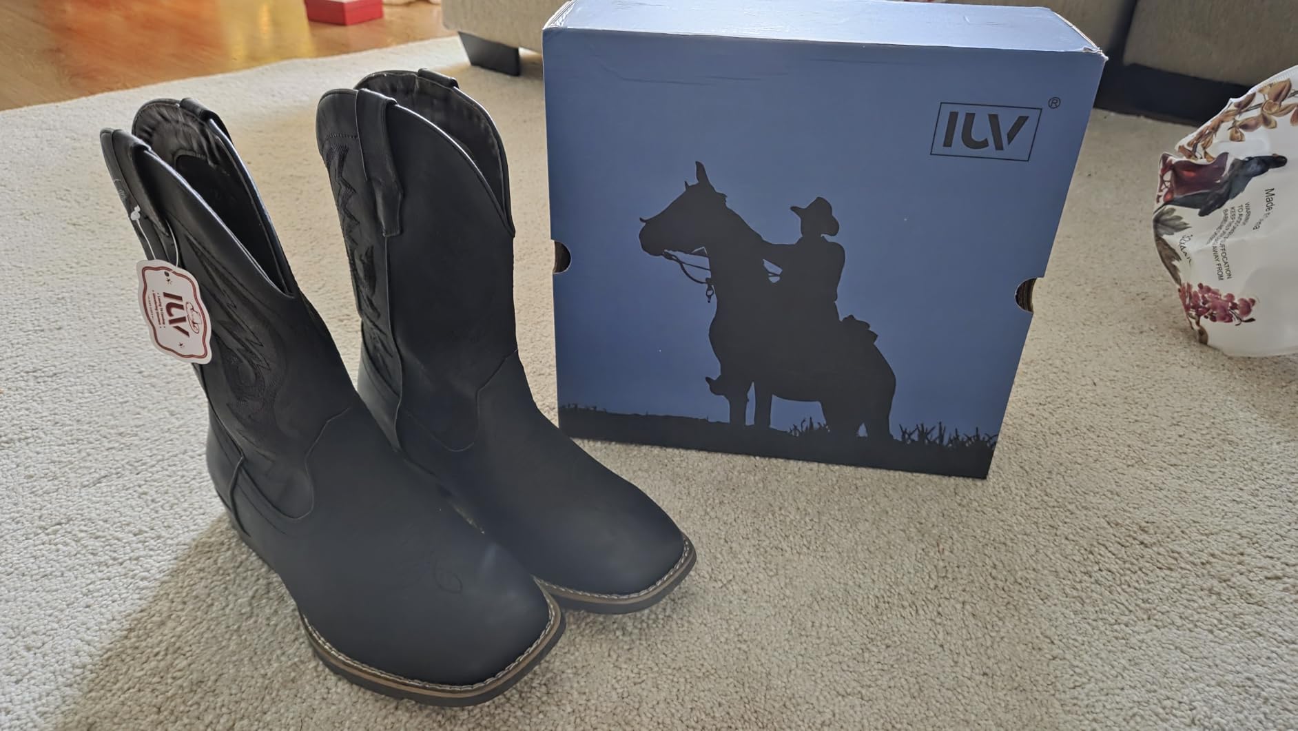 IUV Cowboy Boots For Men with Wide Square Toe Western Retro Boot | Casual Boots customer photo 2