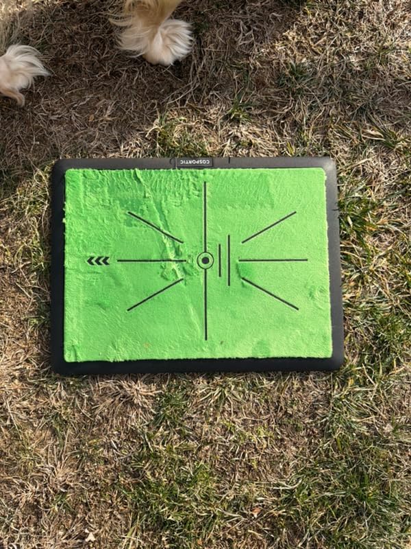 COSPOPTIC Golf Hitting Mat with Swing Path Feedback, Heavy-Duty Rubber Base Anti-Slip Golf Training Mat, Extra Replaceable Surface, Portable Practice Mat for Home Office Garage Yard Indoor Outdoor customer photo 2