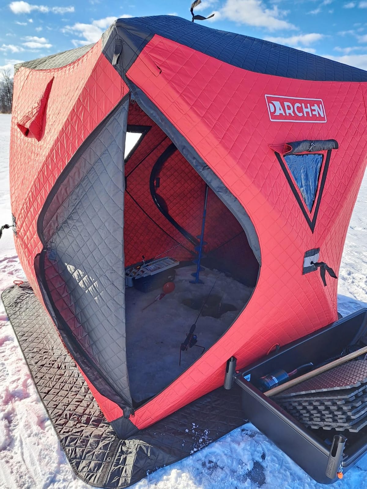 DARCHEN Ice Fishing Tent Insulated 3-Layers Thickened Ice Fishing Shelter for 3-4 Person Thermal Ice Fishing Shanty with Insulated Layer for Ice Fishing Winter Fishing Gear & Accessories customer photo 2