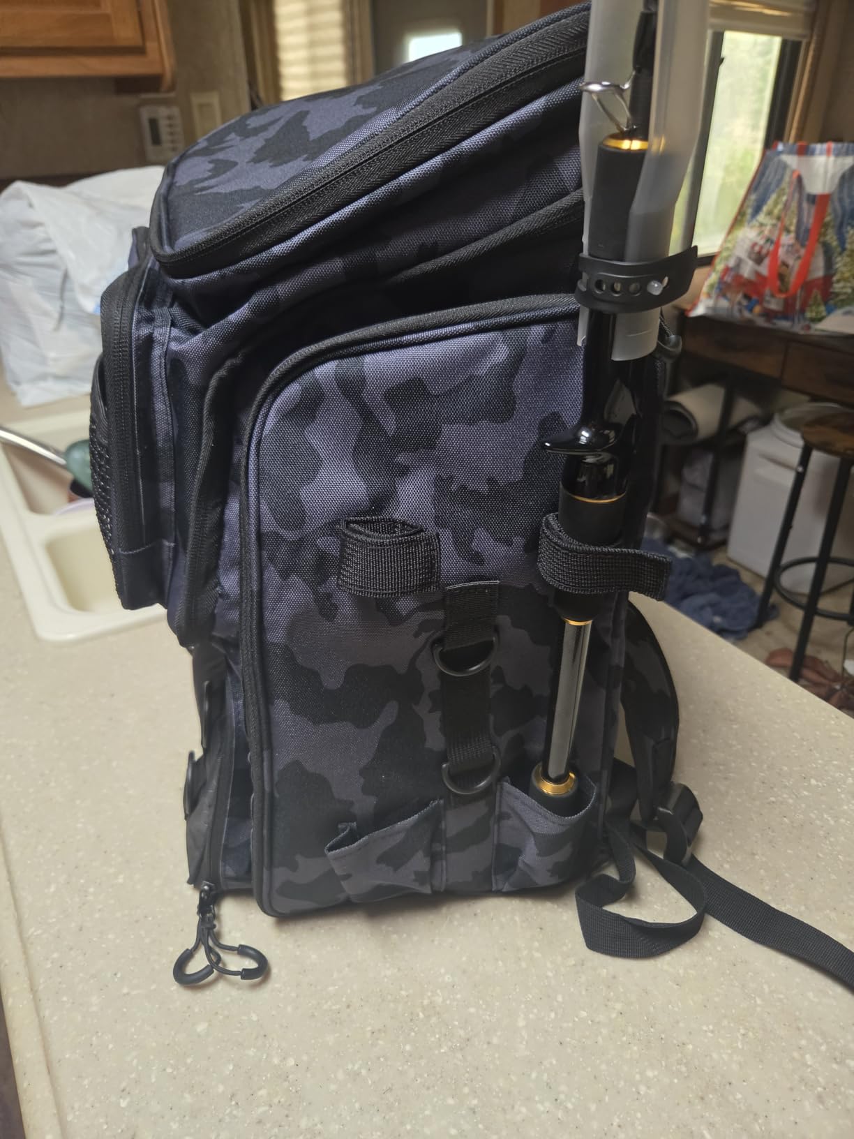PLUSINNO Fishing Tackle Backpack with Rod Holders，42L Water-resistant Fishing Bag Store Fishing Gear, Fisher Gifts For Men. customer photo 1