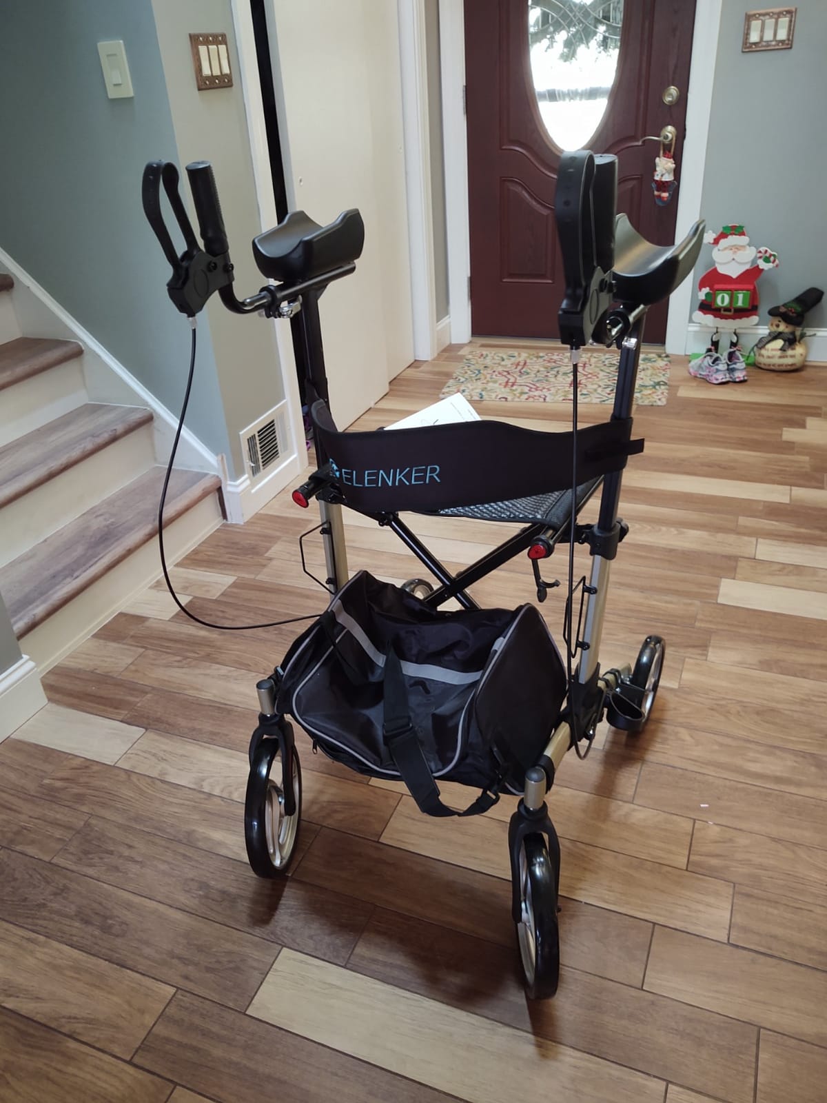 ELENKER Upright Rollator Walker, Stand up Rolling Walker with Seat, Compact Folding Design for Seniors, Purple customer photo 1