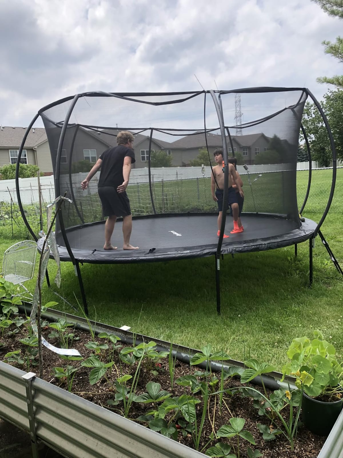 JoyBerri Outdoor Trampoline – with LED Lights, Net, Ladder, ASTM Certified customer photo 1
