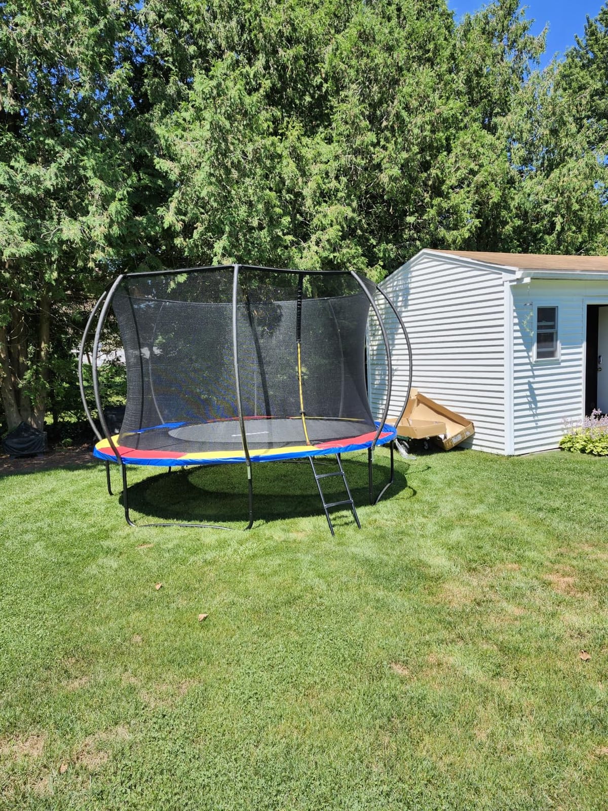 JoyBerri Outdoor Trampoline – with LED Lights, Net, Ladder, ASTM Certified customer photo 2