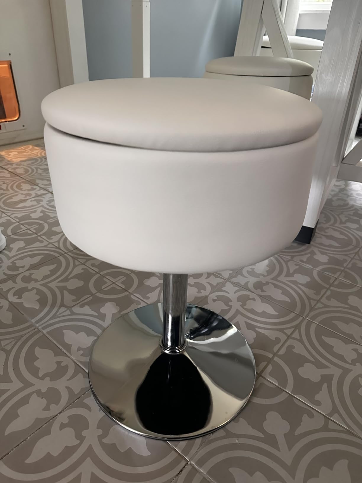 Adjustable Vanity Stool with Storage Swivel Vanity Chair Makeup customer photo 2