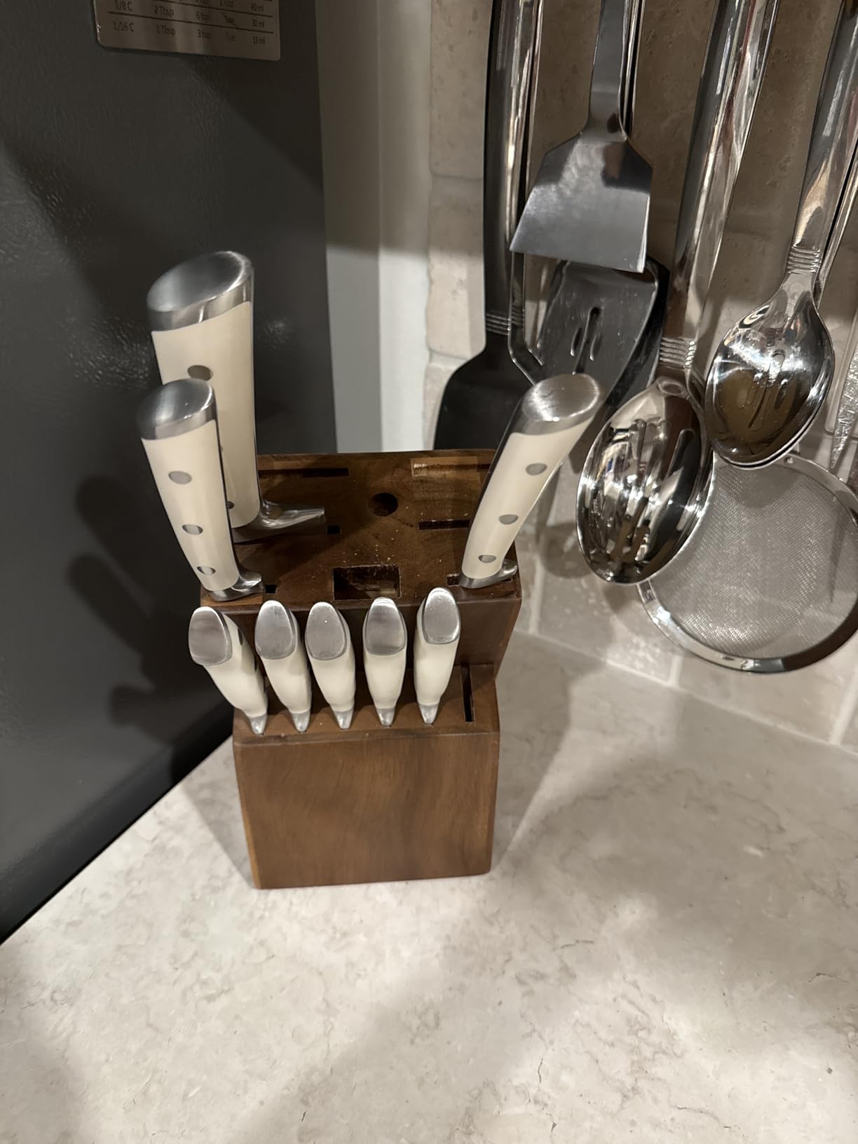 RedCall Universal Knife Block Without Knives - 14 Slot Wooden Knife Holder for Countertop, Large Bamboo Knife Storage Organizer, Butcher Block Knife Stand for Kitchen (Brown-14 Slot) customer photo 1