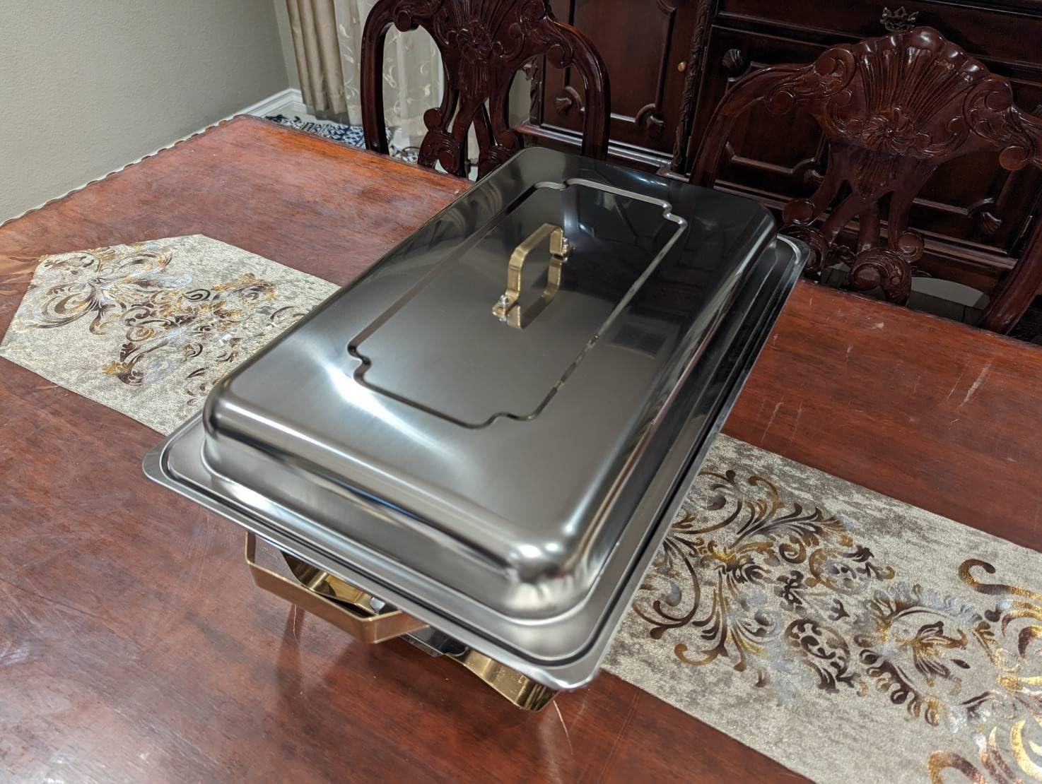 Chafing Dishes for Buffet 4 Pack, 9QT [Elegant Gold and Silver Colors] Food Warmers for Parties Buffet [Sturdy and High Grade] Chafing Dish Buffet Set for Any Party with Complete Set customer photo 1