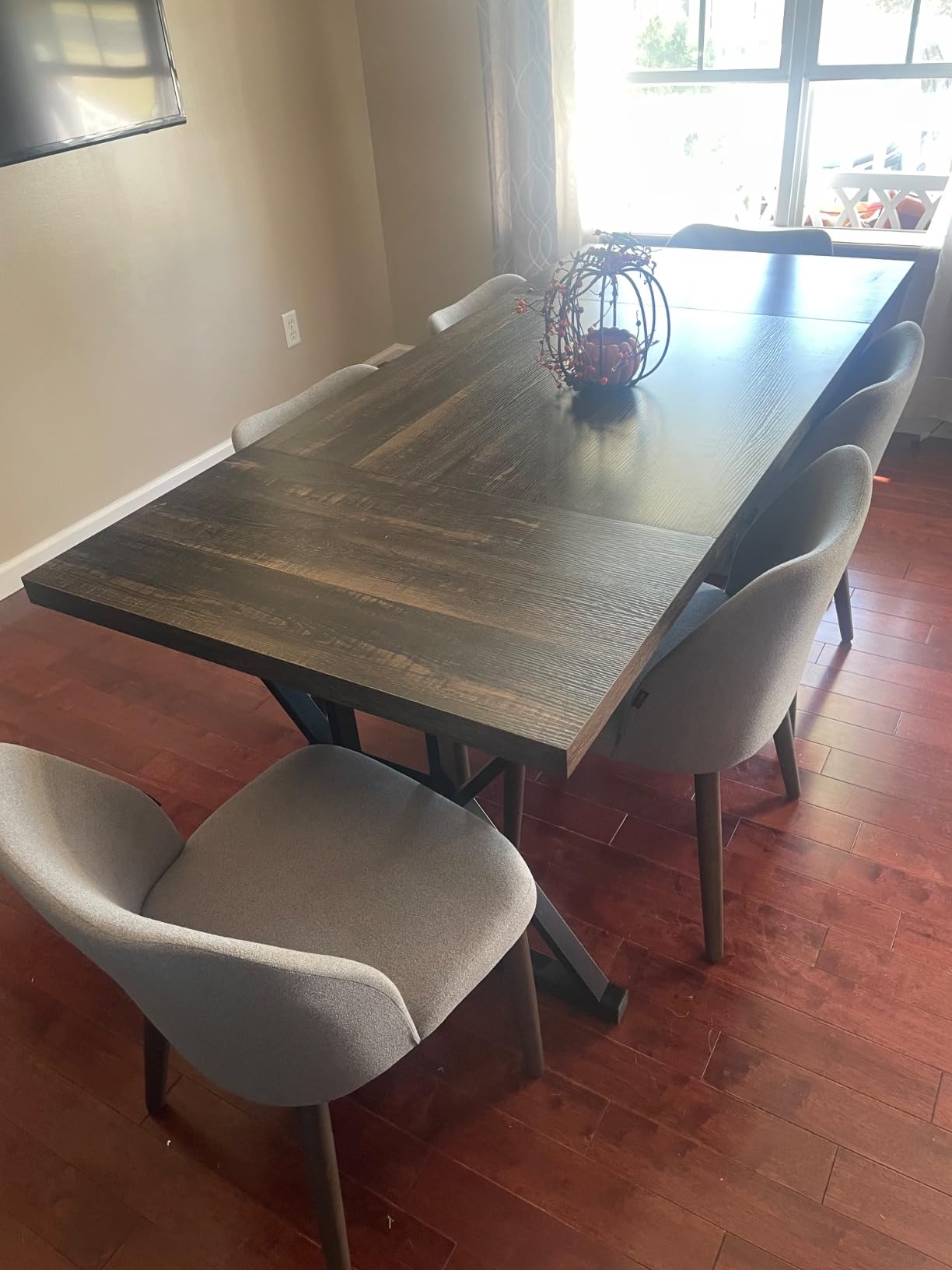 Tribesigns Farmhouse Dining Table for 6-8 People, 78.7-Inch Rectangular Wood Dining Table, Rustic Kitchen Table with Heavy Duty Metal Legs for Dining Room customer photo 1