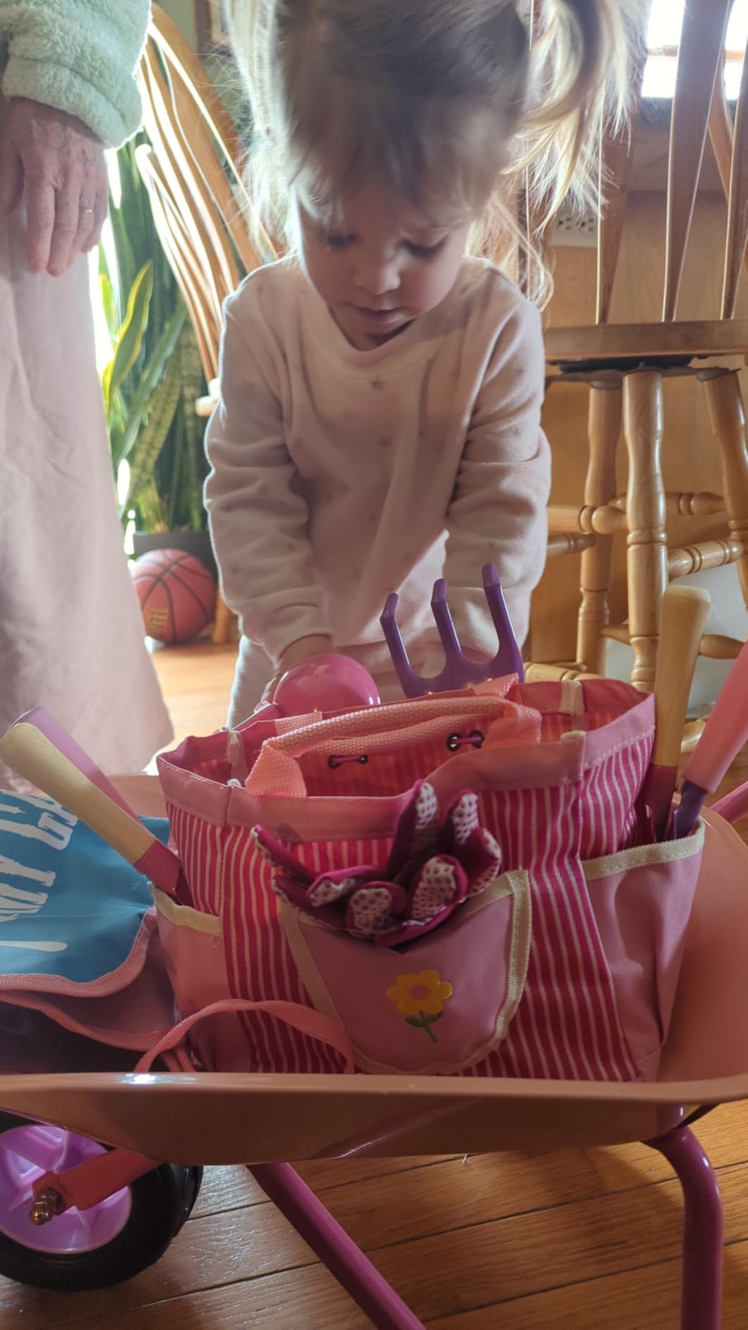 CUTE STONE Kids Gardening Tool Set, 20PCS Gardening Toys Includes Metal Rake,Fork,Trowel,Apron,Gloves,Watering Can,Tote Bag and Strickers, Garden Tool Kit for Kids, Outdoor Toys Gift for Boys Girls customer photo 2