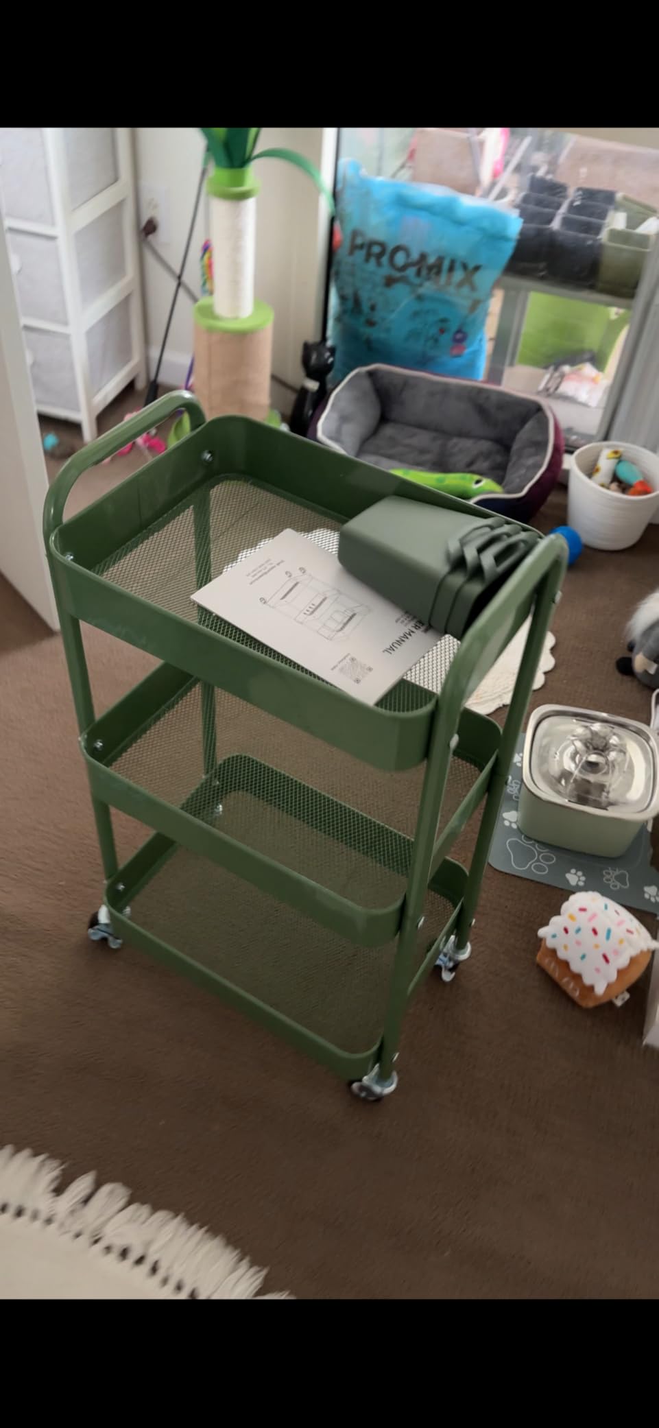 YASONIC 3 Tier Rolling Cart, Heavy Duty Metal Utility Cart with Wheel Black | Sturdy Rolling Storage Cart With Hooks & Hanging Cups, Great For Craft, Art Workspace, Kitchen ,Snack And Office Storage customer photo 1