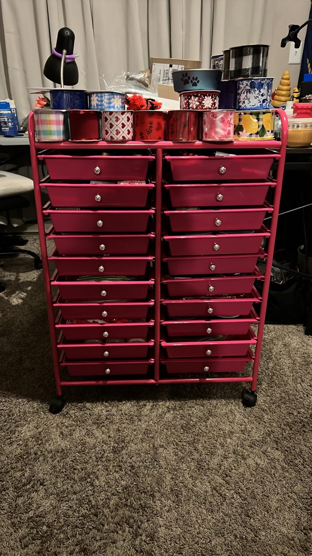 GOFLAME 20-Drawer Rolling Storage Cart, Multifunctional Art Craft Organizer Cart, Mobile Utility Storage Cart with Removable Drawers & Lockable Wheels, Craft Cart for Home Office School, Macaron Color customer photo 1