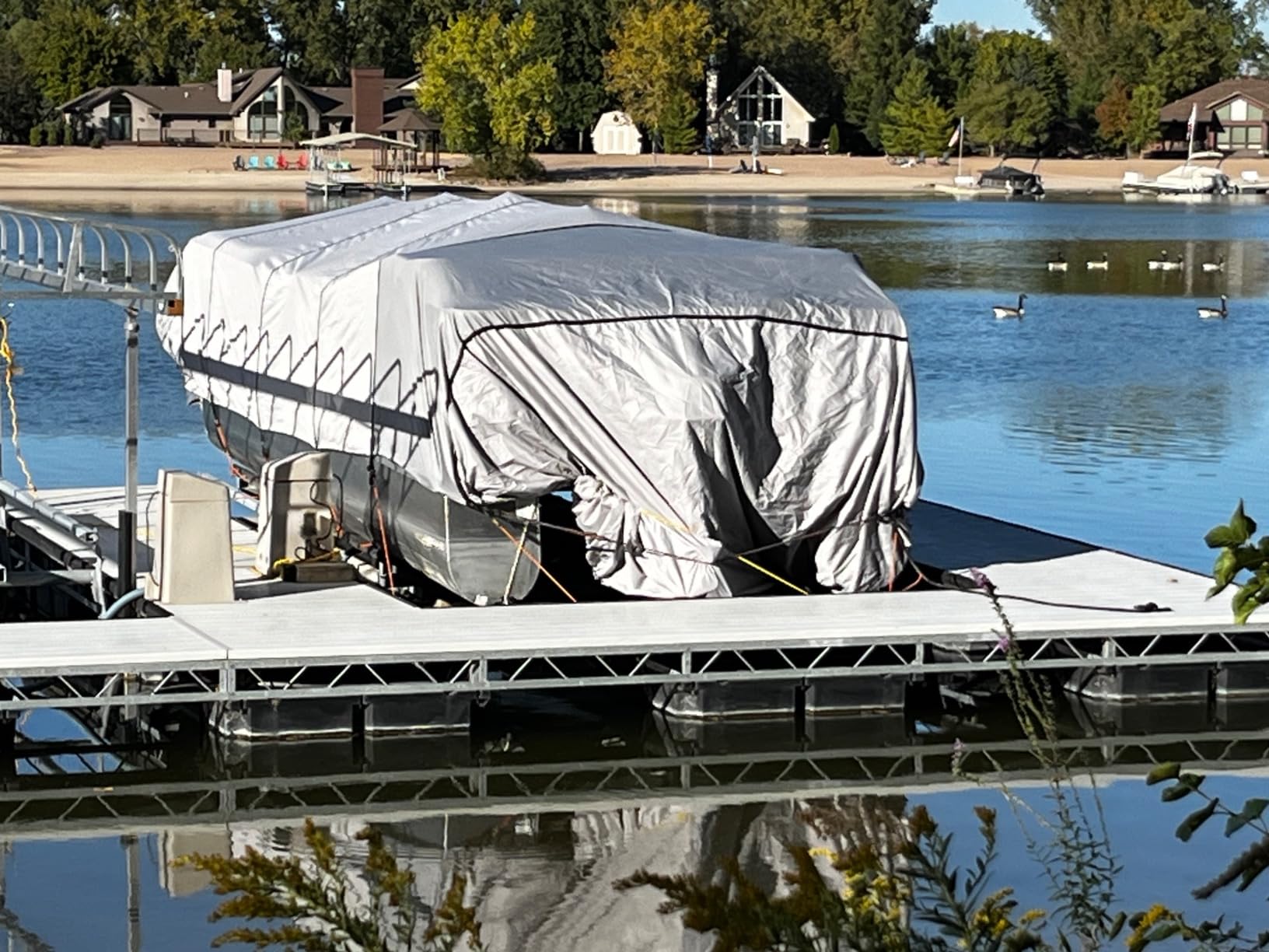 RVMasking Pontoon Boat Cover, 1400D Reinforced, Motor Cover, 21-24ft, Gray customer photo 2