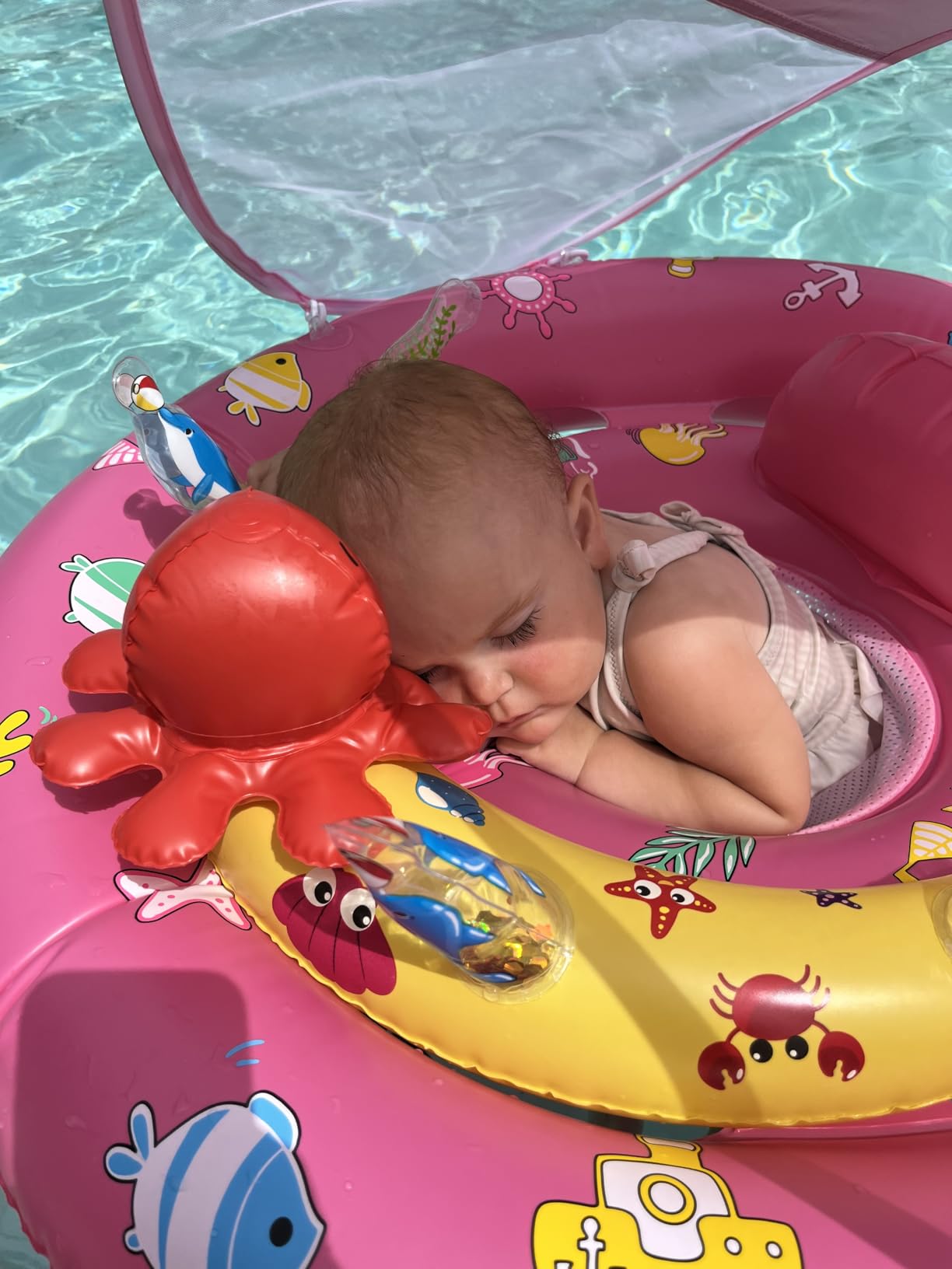 Baby Pool Float with Canopy Infant Toddler Float for 6-36 Months Boys Girls customer photo 1