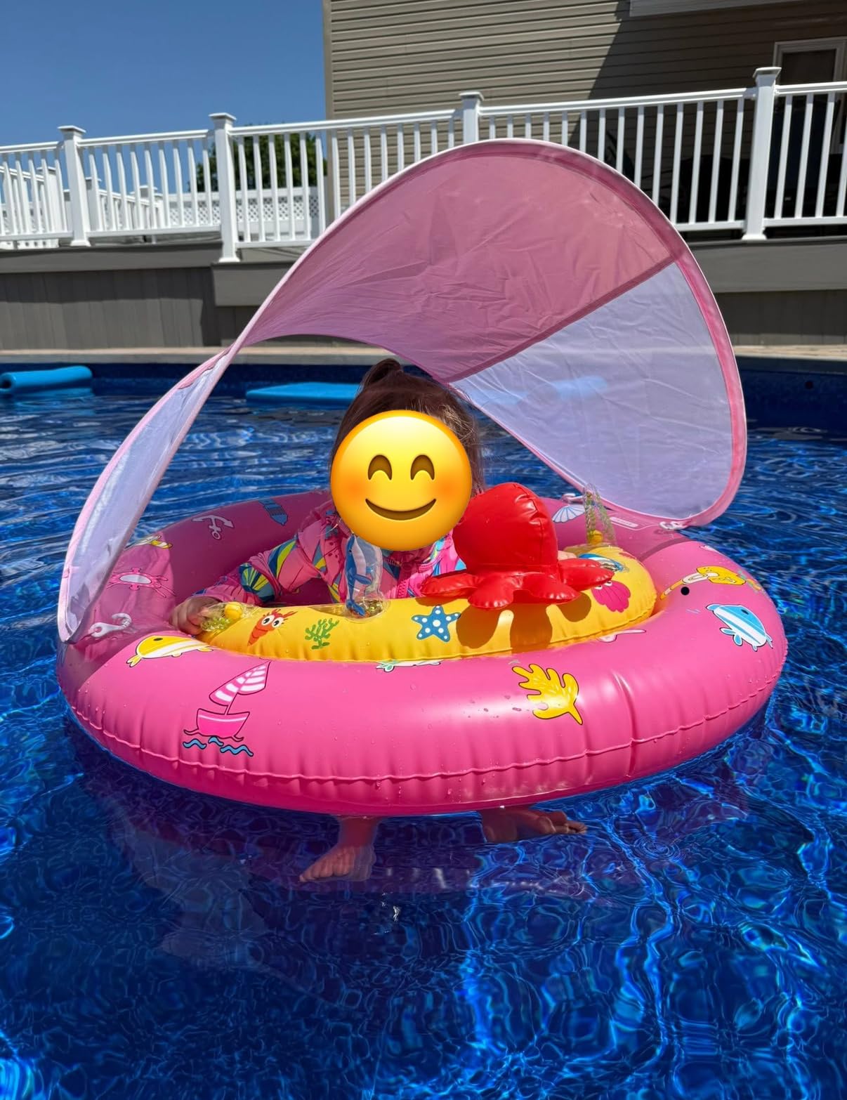 Baby Pool Float with Canopy Infant Toddler Float for 6-36 Months Boys Girls customer photo 2