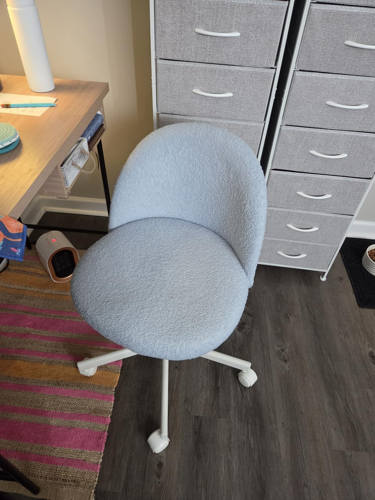 VINGLI Cute Candy Chair Armless Comfy Small Office Desk Vanity Chair with Wheels & Lumbar Support,Teddy Adjustable Rolling Swivel Computer Task Ch for Home Office,Bedroom,Gentle Pink customer photo 2