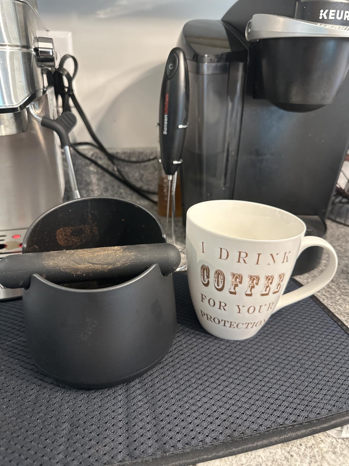 IAOSEN Knock Box Large Capacity Design Espresso Knock Box Shock-absorbent Knock Box Espresso with Removable Knock Bar and Non-Slip Base Espresso Accessories for Home/Office customer photo 2