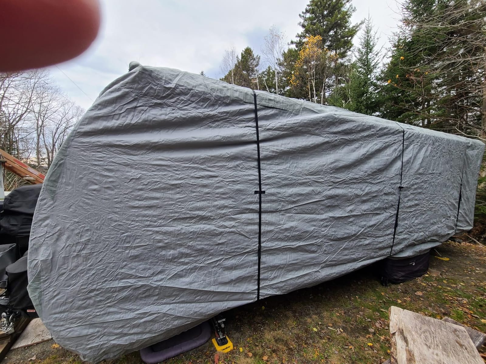 Travel Trailer RV Cover 20-22 FT, Upgraded 9 Layers Top Waterproof Camper Cover, Heavy Duty Toy Hauler RV Cover for Winter Snow with Tongue Jack Cover, Gutter Covers customer photo 1