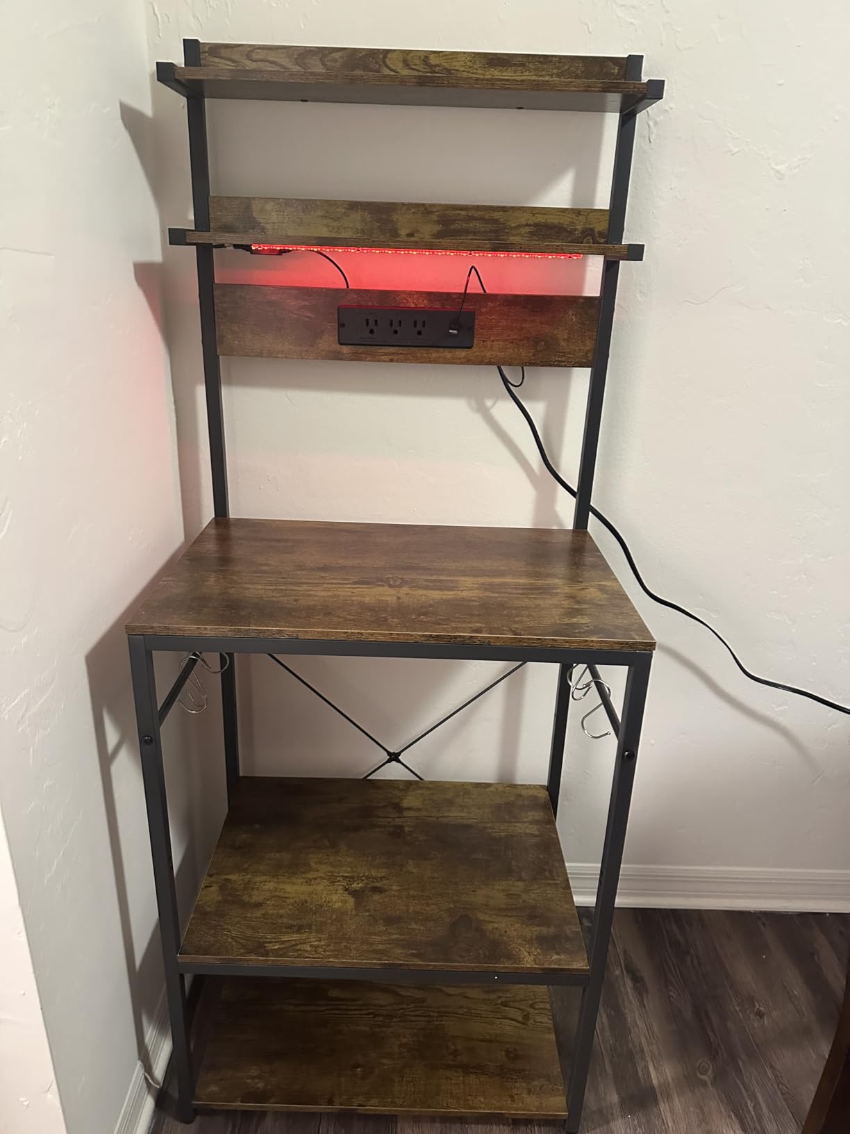 Aheaplus Bakers Rack with Power Outlet & RGB LED, 31.5 In Coffee Bar Table customer photo 1