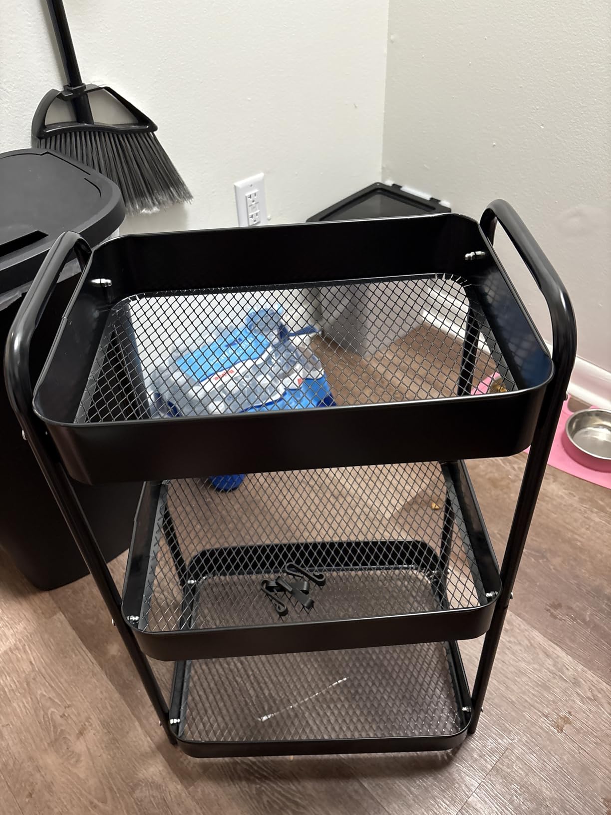 ZOES HOMEWARE 3 Tier Metal Rolling Cart on Wheels,Heavy Duty Utility Cart | Sturdy 3 Tiered Rolling Storage Cart With Hooks, Great For Craft, Art Workspace, Kitchen ,Snack And Office Storage, Black customer photo 2