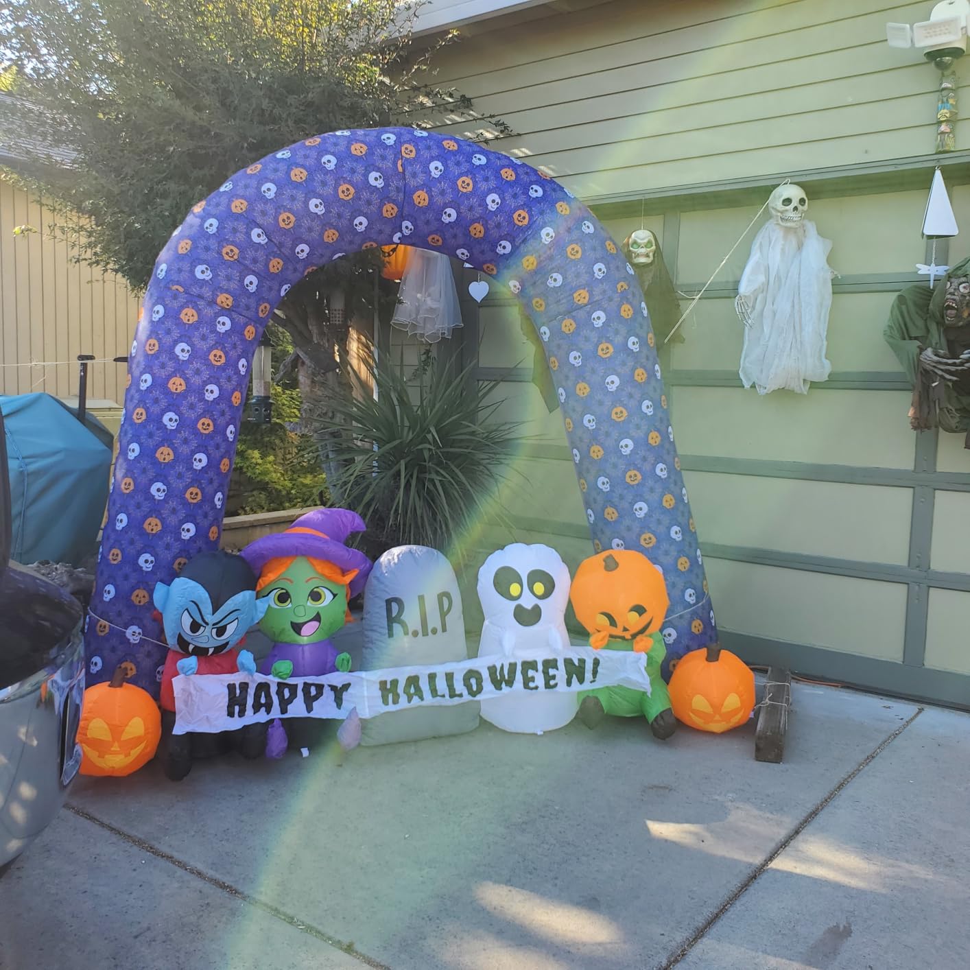 Joiedomi 8 FT Long Inflatable Halloween Decor Outdoor, Halloween Blow Up Decorations Inflatable Pumpkin Ghost Vampire Witch Tombstone with LEDs for Yard Decorations customer photo 2