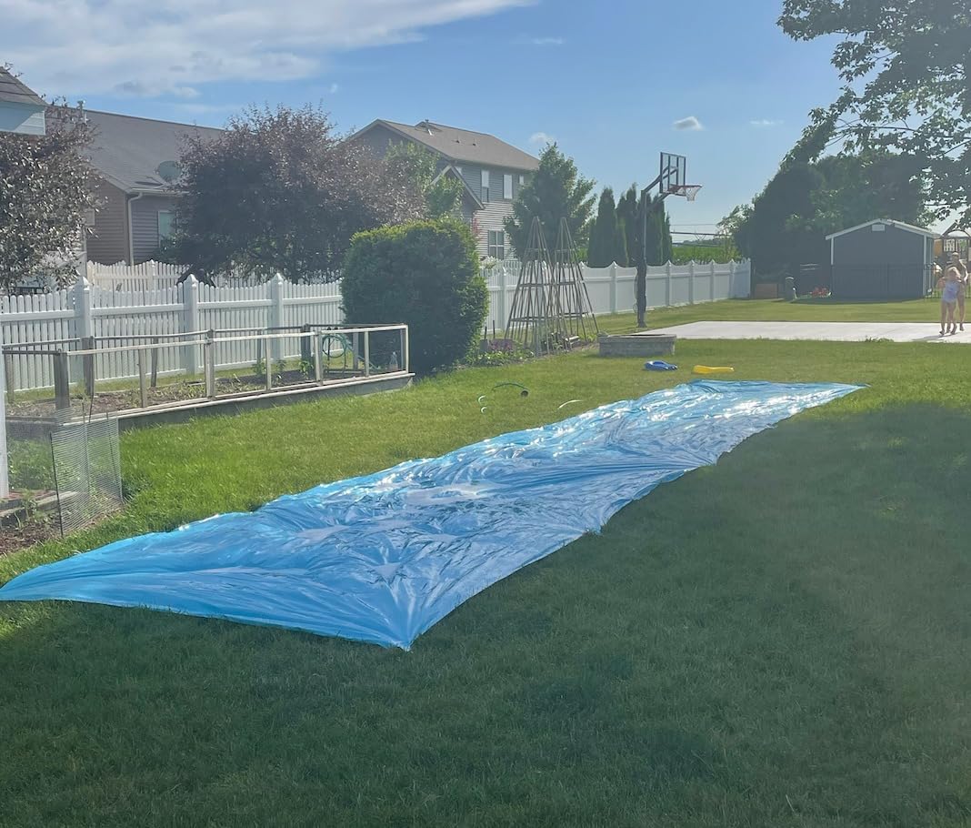Slip Water Slide, 40FT Giant Slip Water Slides for Kids Backyard, Heavy Duty Slip and Water Slide for Kids Adults Waterslides Backyard Summer Outdoor Toys with 14 Stakes and 2 Inflatable Bodyboards customer photo 2