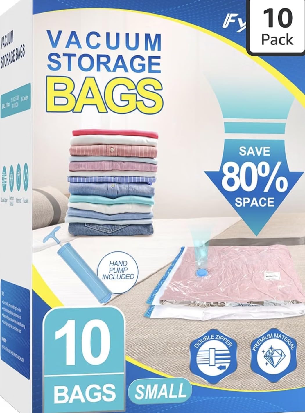 Fygrip 80% Space Saver Vacuum Storage Bags with Hand Pump, 10 Jumbo customer photo 1