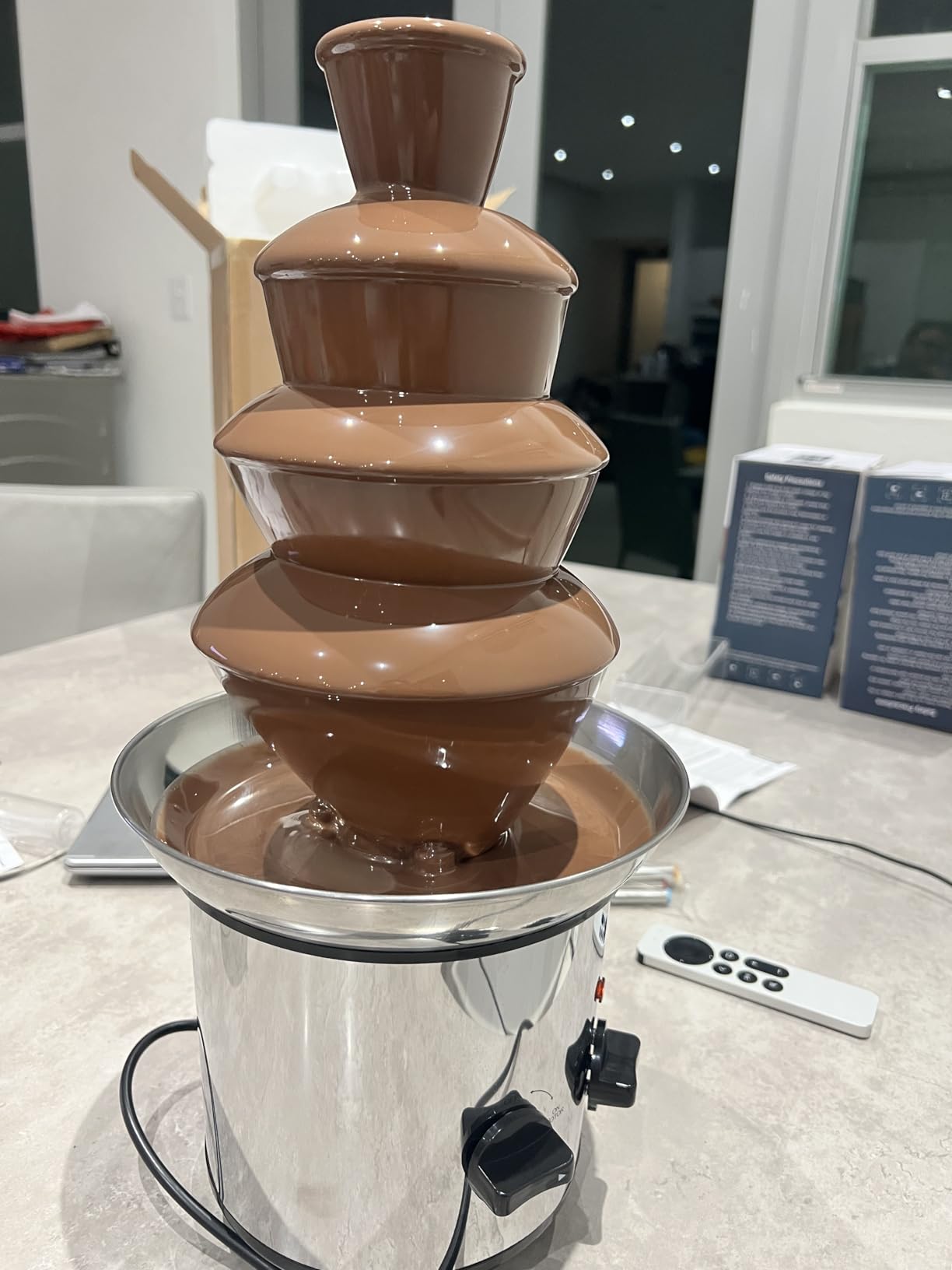 Chocolate Fountain, 4 Tier Chocolate Fondue Fountain Electric Melting Machine for Parties, Nacho Cheese, Ranch, Sauce, Wedding, Chocolate Fountain Machine with 4pcs Stainless Steel Forks(4 LB) customer photo 2