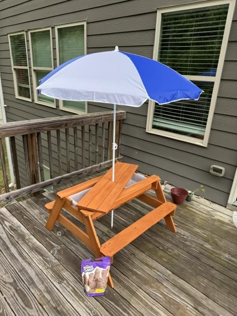 Best Choice Products Kids Picnic Table with Umbrella, 3-in-1 Sand & Water Table, Outdoor Convertible Picnic Table for Toddlers, Seats 4, Removable Top, 2 Buckets - Gray customer photo 1