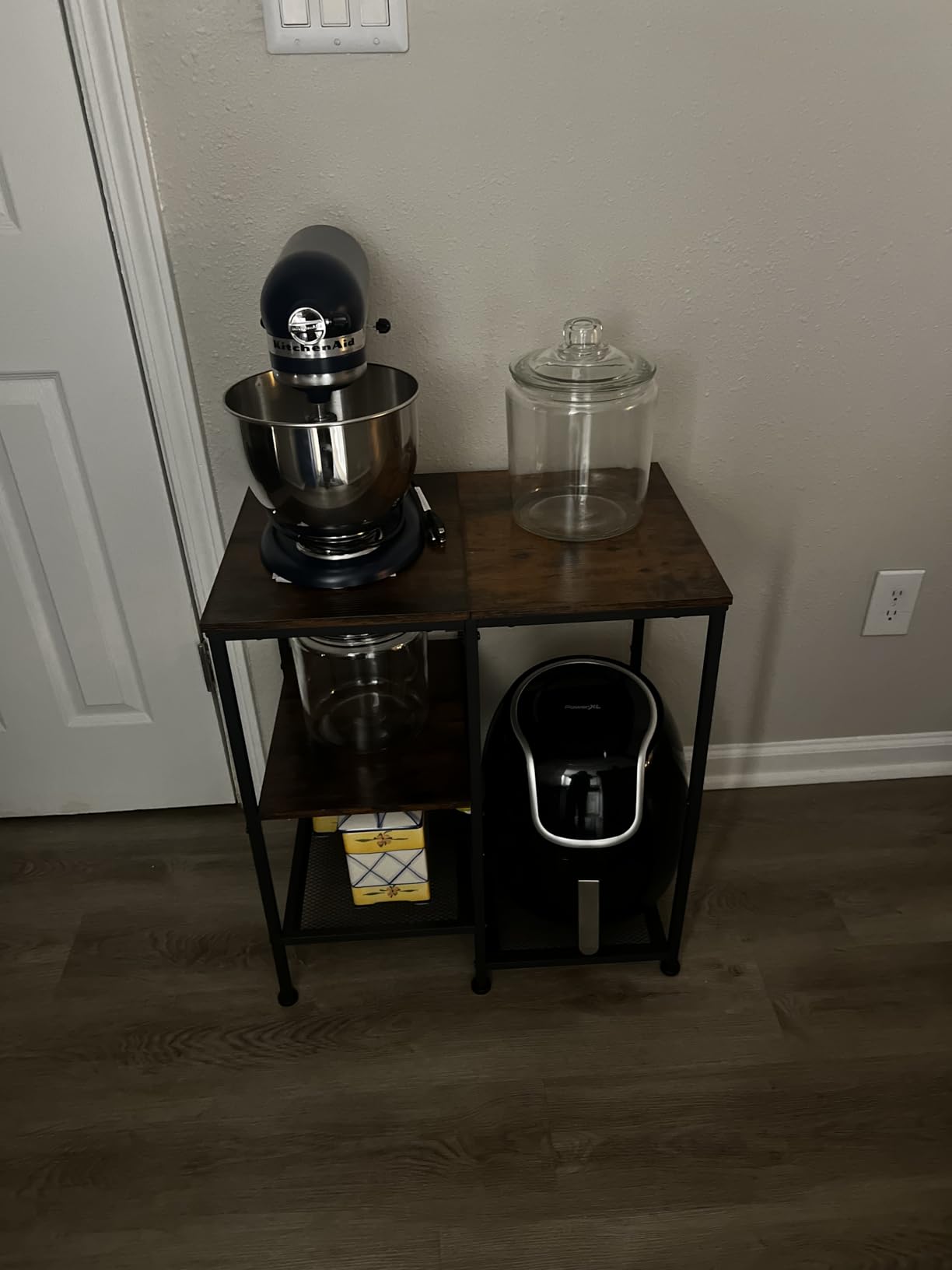 OGEMXU Rolling Kitchen Microwave Cart,4 Tier Microwave Stand,Brown customer photo 1