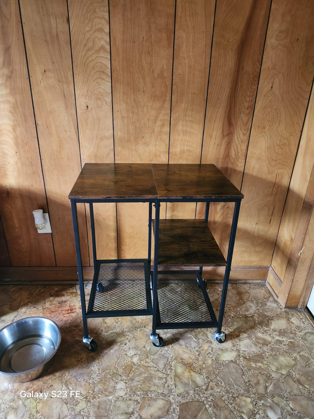OGEMXU Rolling Kitchen Microwave Cart,4 Tier Microwave Stand,Brown customer photo 2