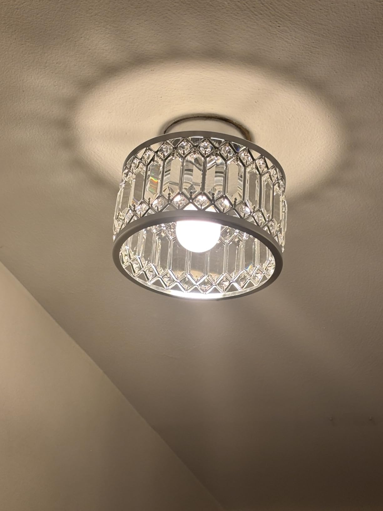 Pevfah Crystal Black Ceiling Light, 3-Light Semi Flush Light Fixture, 12 in customer photo 1
