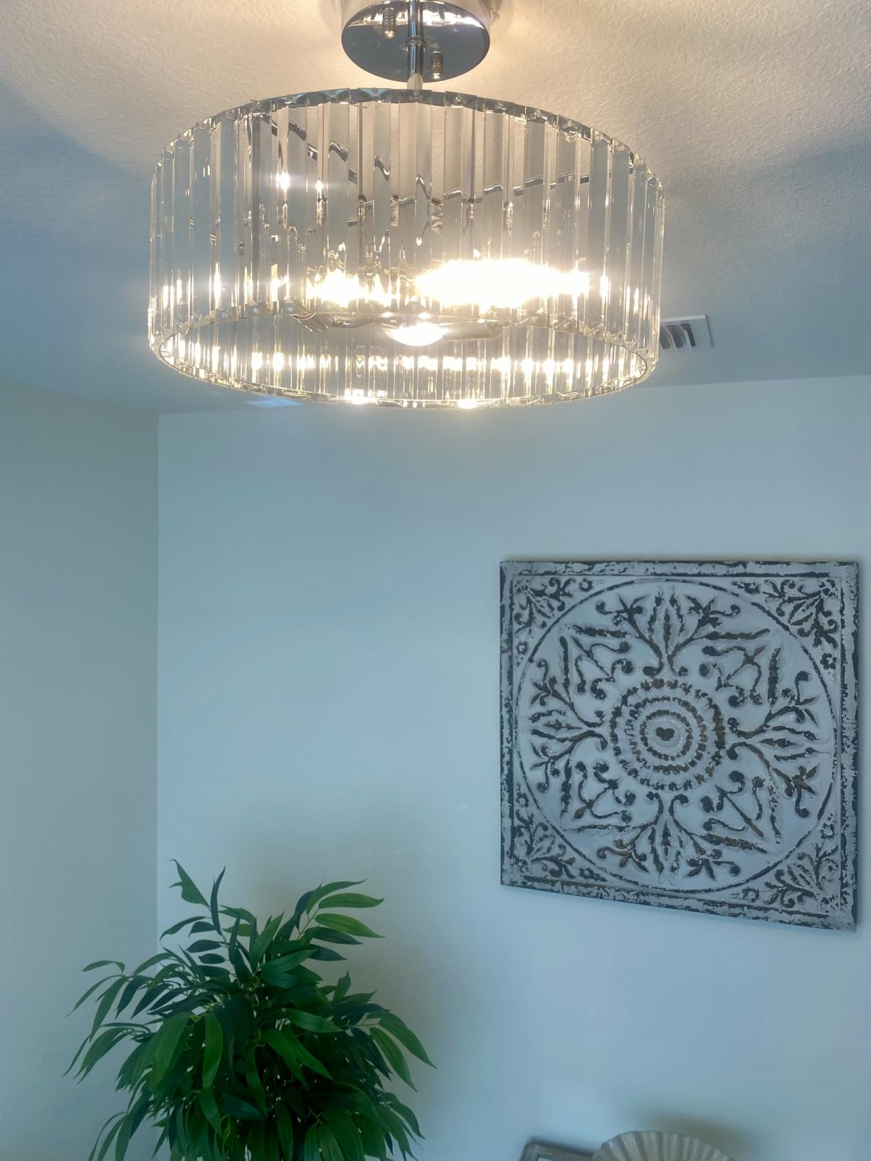 Pevfah Crystal Black Ceiling Light, 3-Light Semi Flush Light Fixture, 12 in customer photo 2