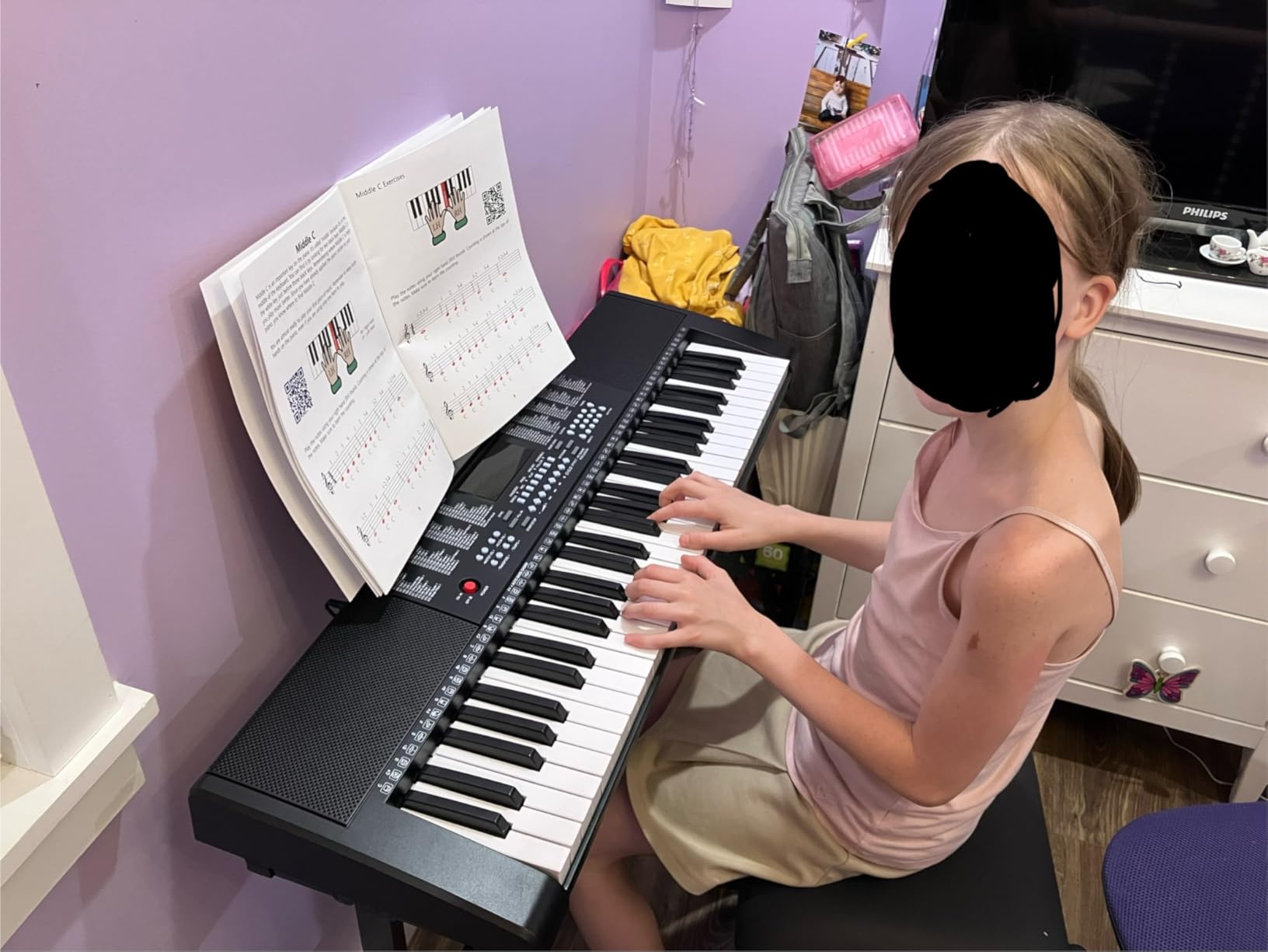 Best Choice Products 61-Key Electronic Keyboard Piano Portable Electric Keyboard Complete Beginner Set w/LED Screen, Stand, Bench, Headphones - Pink customer photo 1