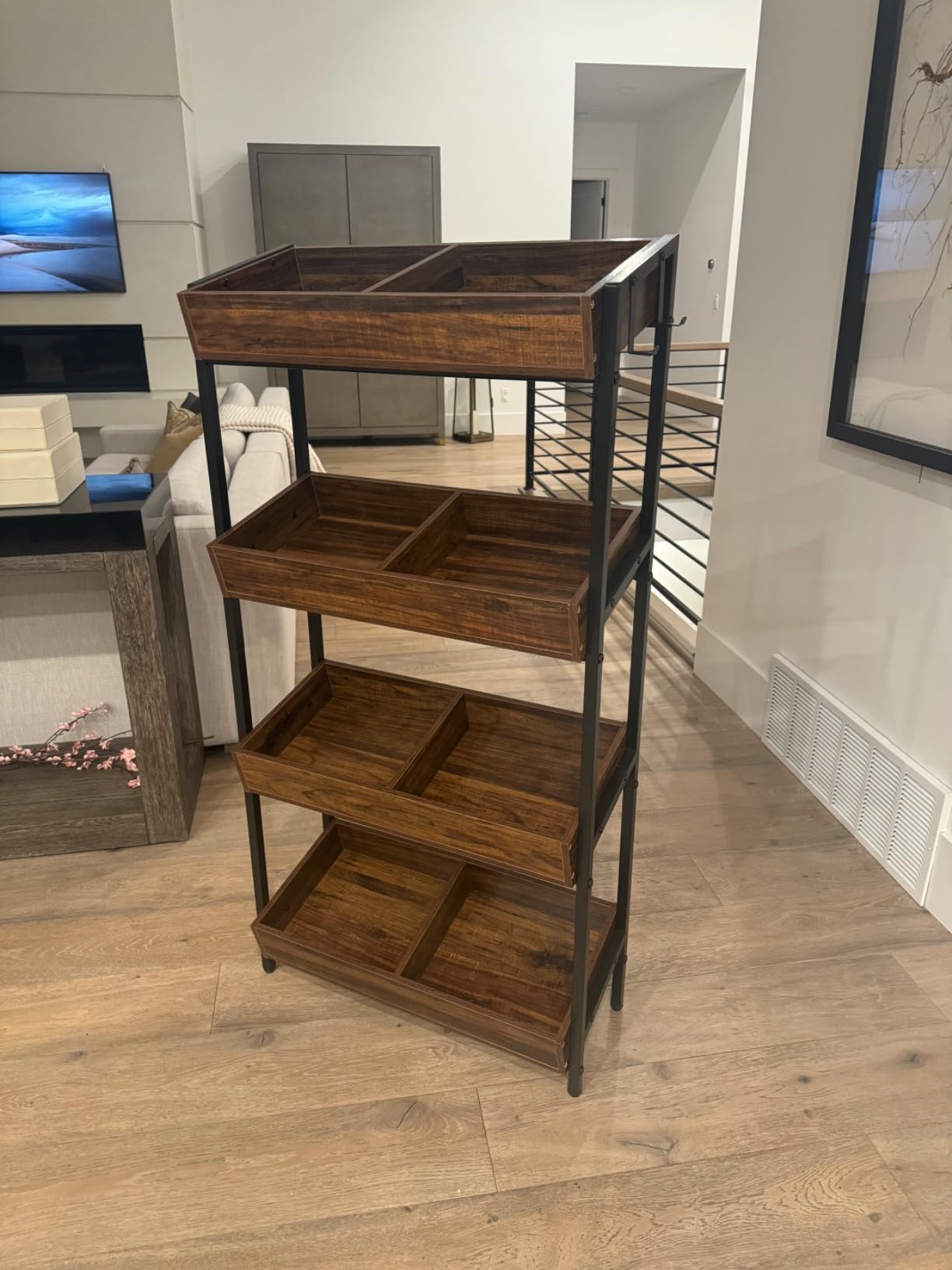 Tribesigns 4-Tier Retail Display Rack, Wooden Snack and Candy Stand, Heavy-Duty Wood and Metal Shelving for Boutiques, Cafes and Stores, Easy Assembly(1, Brown) customer photo 1