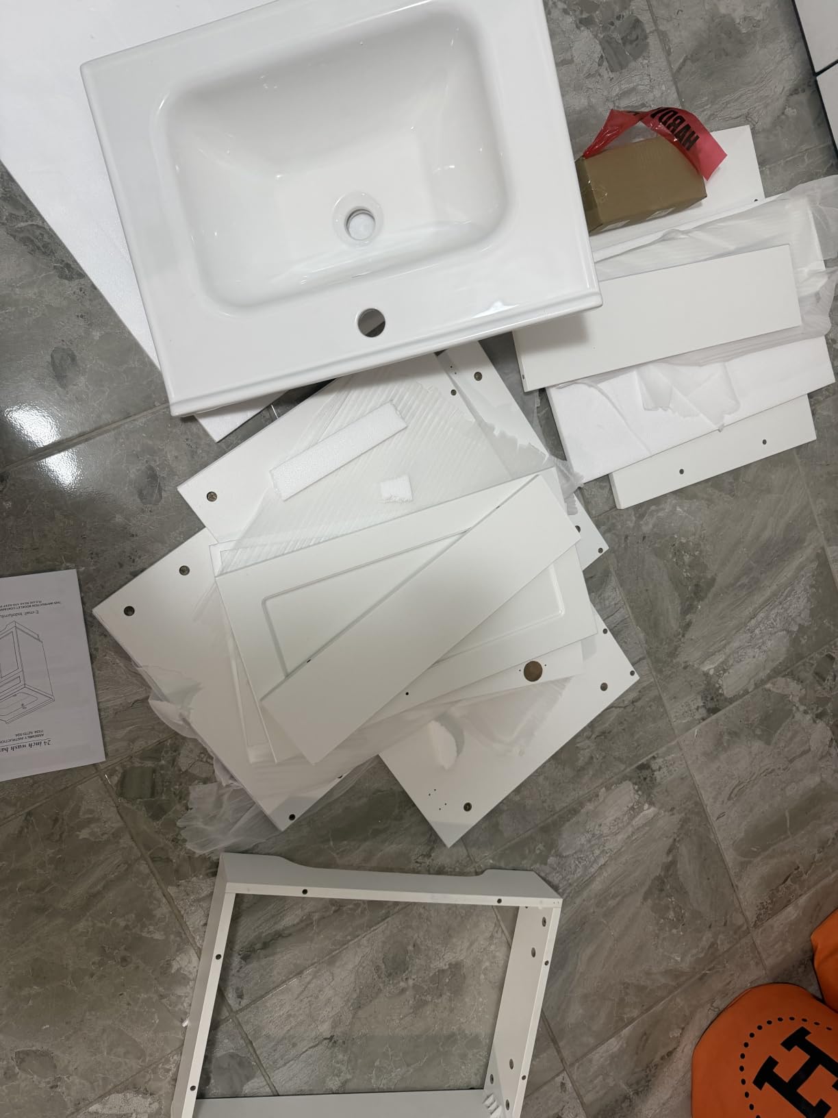 Smhxo Bathroom Vanity with Ceramic Sink, Bathroom Vanity Cabinet with 2 Doors, 24 Inches Wooden Cabinet with Sink, White customer photo 1