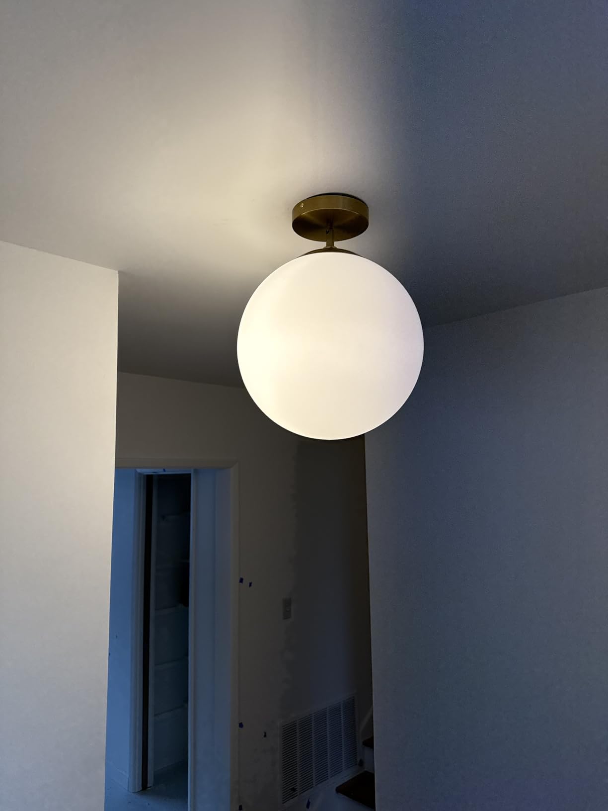 Bagood 10 Inch Globe Pendant Light Gold Mid Century Pendant Light Contemporary Globe Pendant Lights Adjustable Hanging Light Fixture Milk Glass with Brass Finish for Dining Room Kitchen Island customer photo 2
