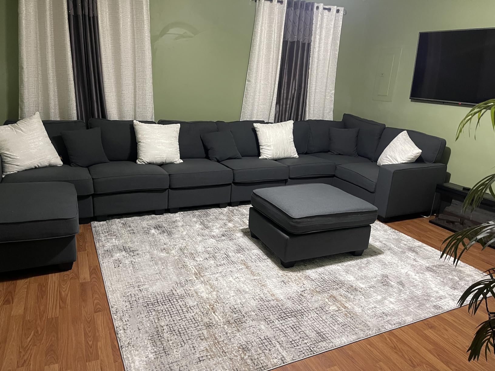 Legend Vansen Oversized Modular Sectional Sofa,U/L‑Shaped Reversible Couch with Ottoman,Deep Seat Plush Polyester Sofa for Living Room,8‑Seater,Light Grey customer photo 1