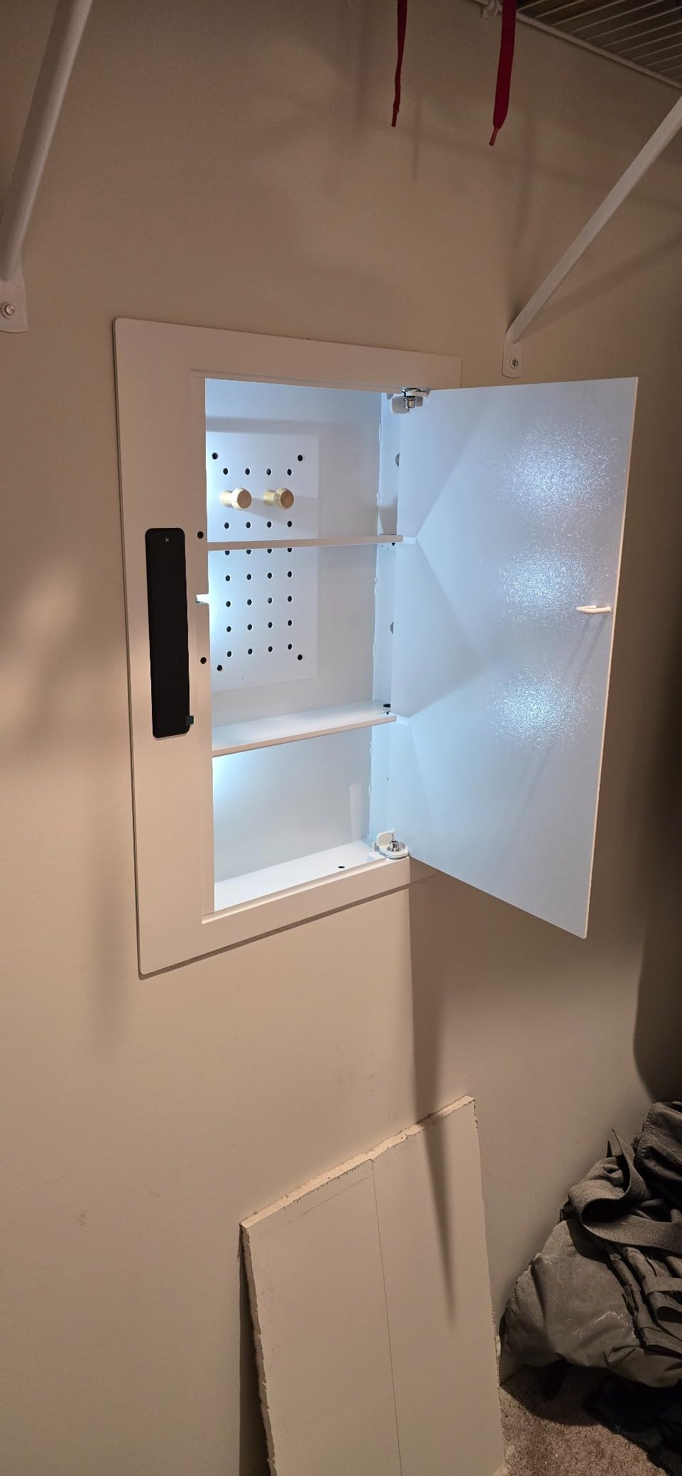 Grimtron Quick Access Electronic Wall Safe with Removable Shelves & Hooks customer photo 2