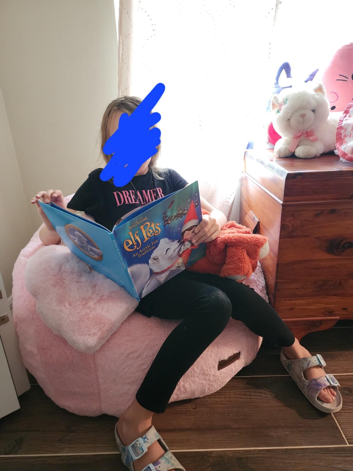 MAXYOYO Bean Bag Chair for Kids, Shell Shaped Bean Bag Sofa Floor Sofa customer photo 2