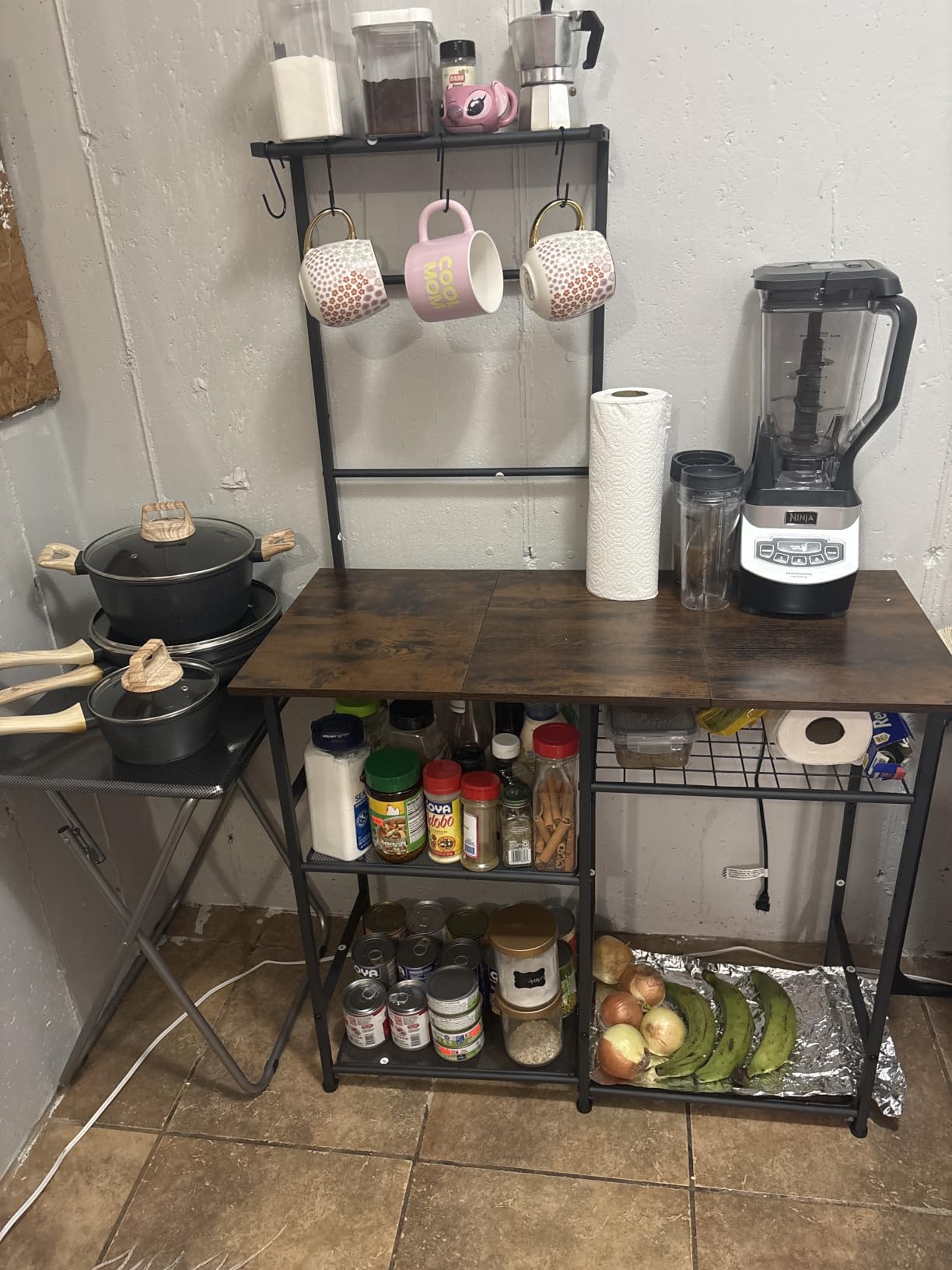 3IngSeagulls Baker's Rack for Kitchen with Storage, Microwave Stand with Adjustable Shelves and 10 S Hooks, 6-Tier Coffee Bar Station, Kitchen Shelves for Spices, Pots, Rustic Brown customer photo 1