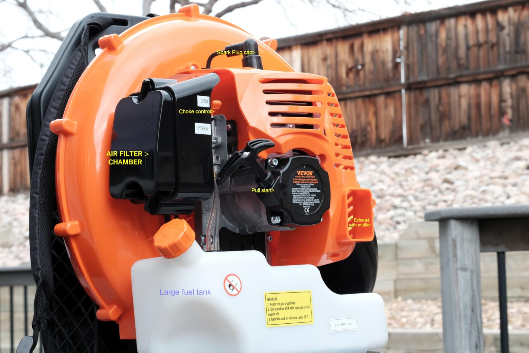VEVOR 63CC Backpack Leaf Blower Gas Powered, 1.89L Tank, Delivers 1110CFM & 220MPH, Perfect for Garden Maintenance, Clearing Leaves & Snow customer photo 2