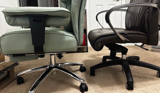 EXCEBET Big and Tall Office Chair with Footrest, PU Leather High Back Executive Office Chair 400lbs, Ergonomic Computer Chairs Lumbar Support for Heavy People (Brown) customer photo 2