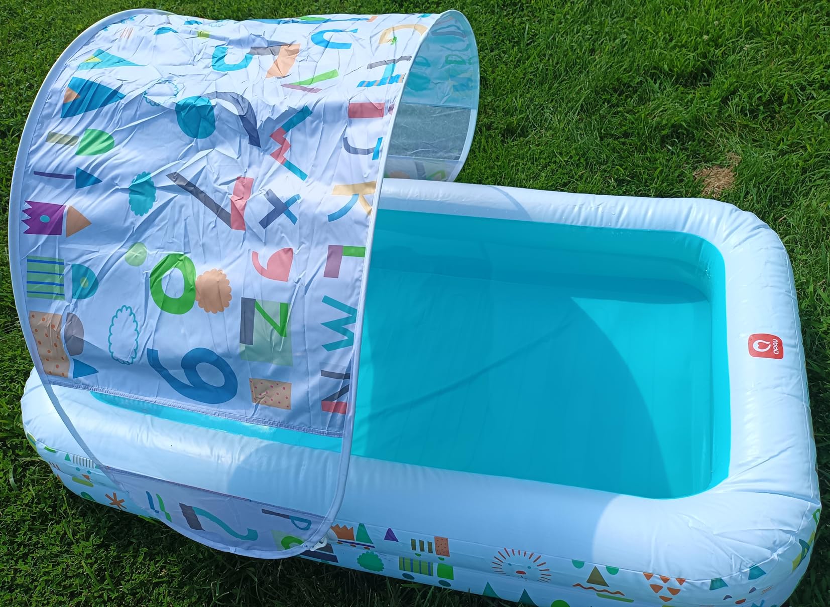 QPAU Kiddie Pool with Canopy, Inflatable Design, 65 x 39 in, Blue customer photo 1
