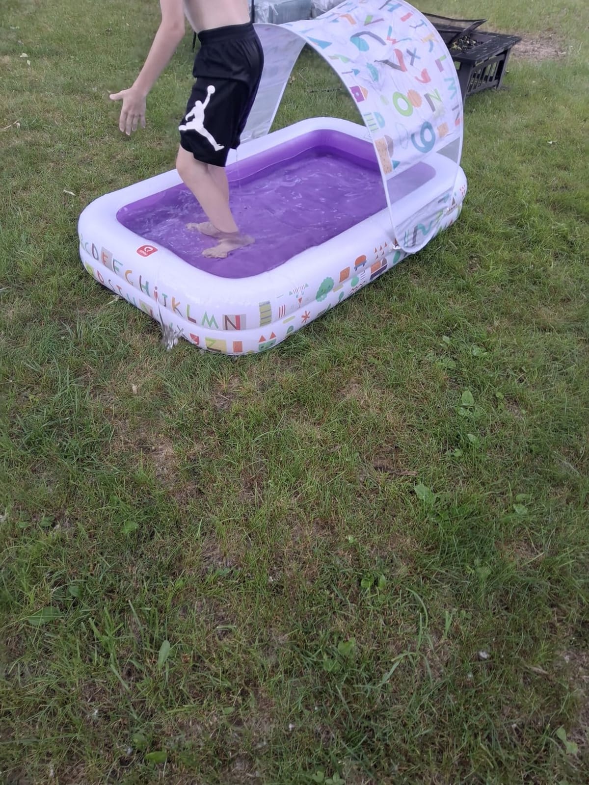 QPAU Kiddie Pool with Canopy, Inflatable Design, 65 x 39 in, Blue customer photo 2