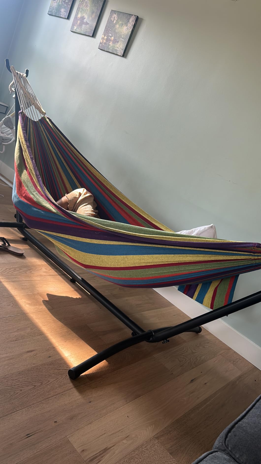GAFETE Double Hammocks with Stand for Outside, Max 600lbs, (Classic Red) customer photo 2