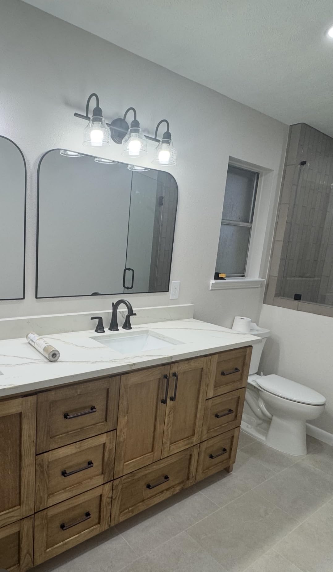 Black Arched Top Wall Mounted Mirror 38