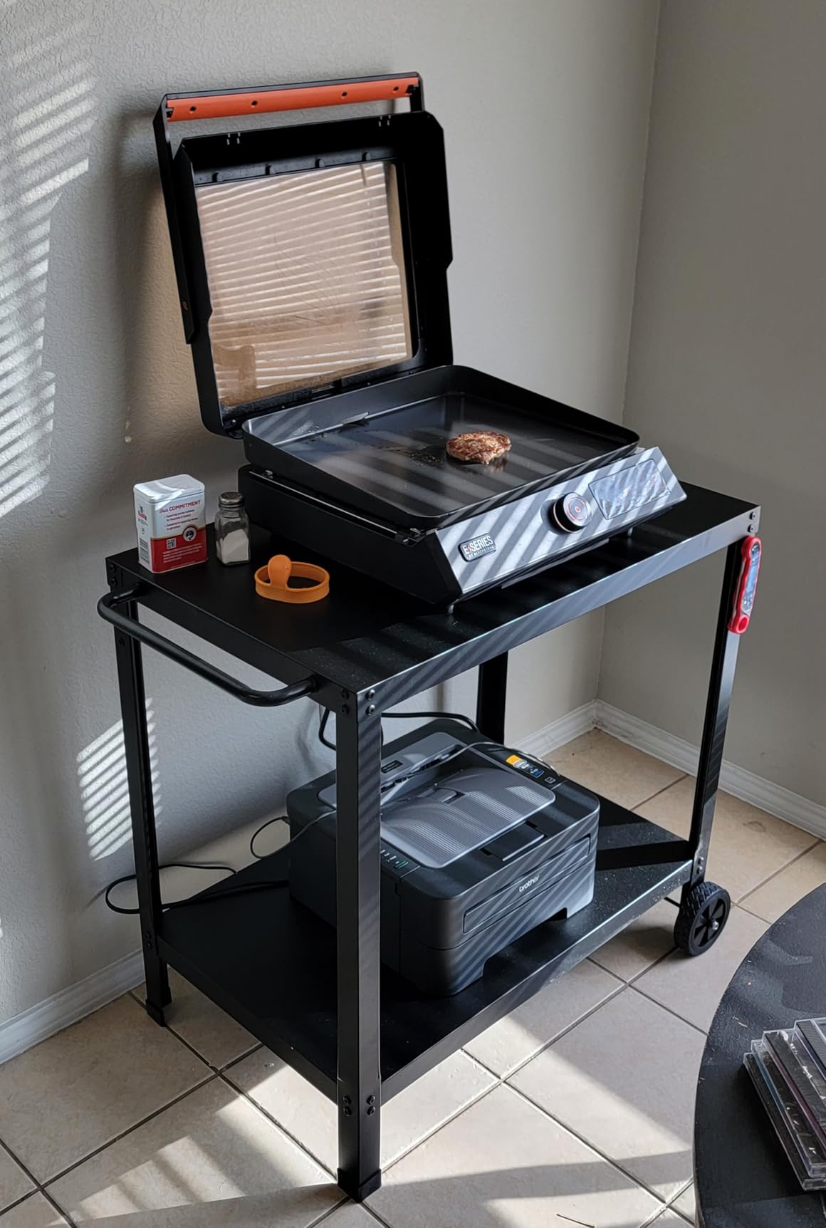 Yozoia Outdoor Grill Table for Blackstone Griddle, Grill Cart with Wheels | Pizza Oven Table for Outside Patio, Portable, for Ninja, Griddle Stand Fit 17” or 22”, Multifunctional, Side Handles & Hooks customer photo 2
