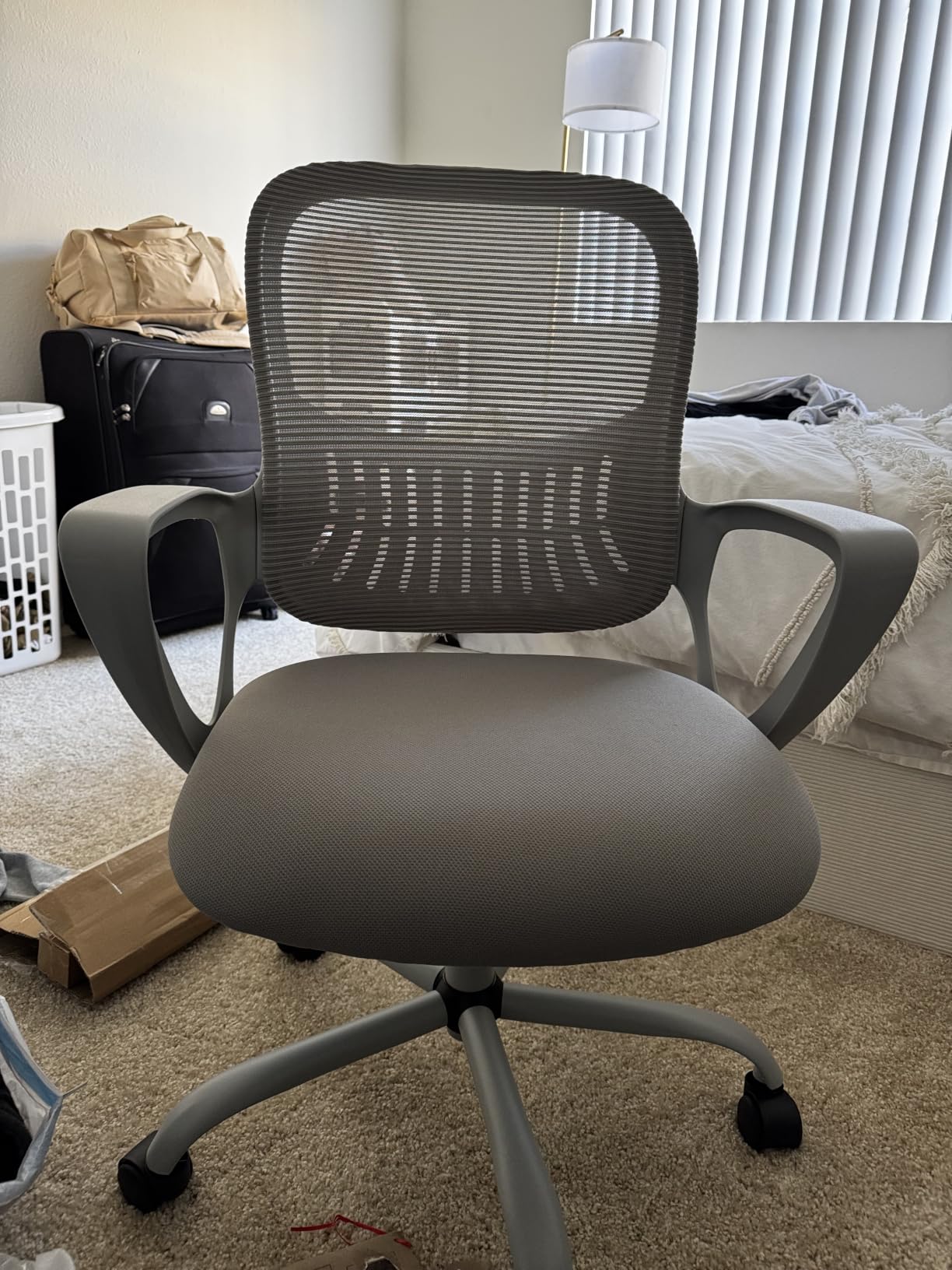 Sweetcrispy Ergonomic Home Office Chair, Computer Desk Chair | Comfy Lumbar Support, Mid-Back Mesh, 360° Swivel, Flip-up Arms Rolling Work, Student Study, Pink customer photo 2