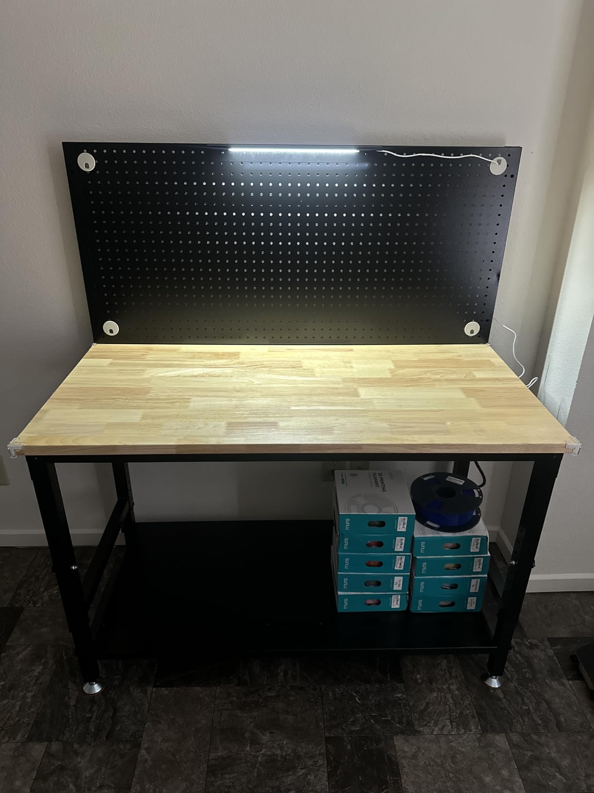 CAMMOO 48x24 Inch Garage Work Bench with Storage, Pegboard & Power Strip customer photo 1